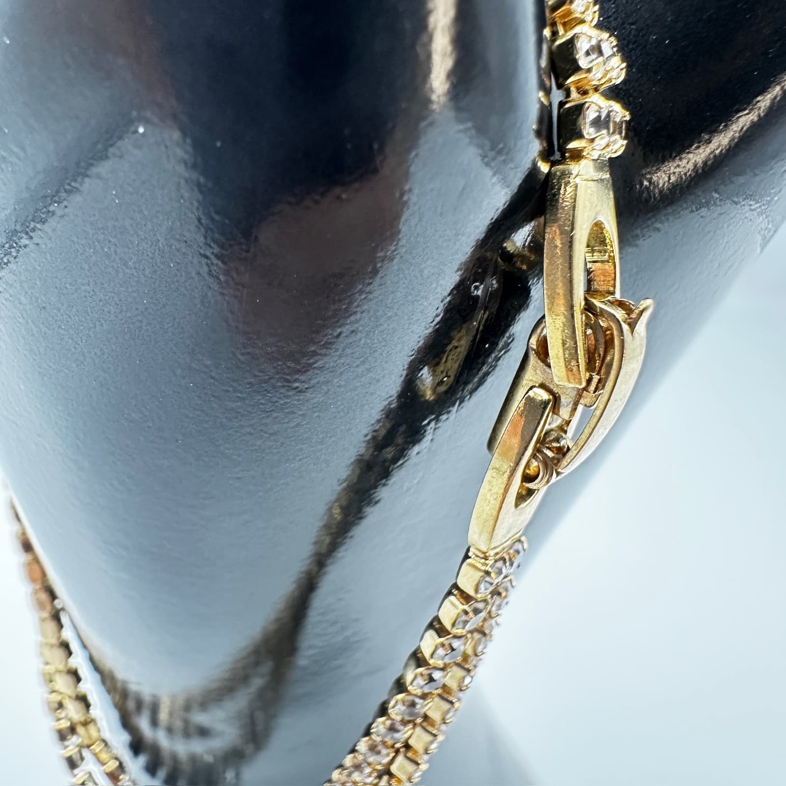 Gold-Tone Rhinestone Tennis Bracelet – Classic Sparkle Chain - Thumbnail 3