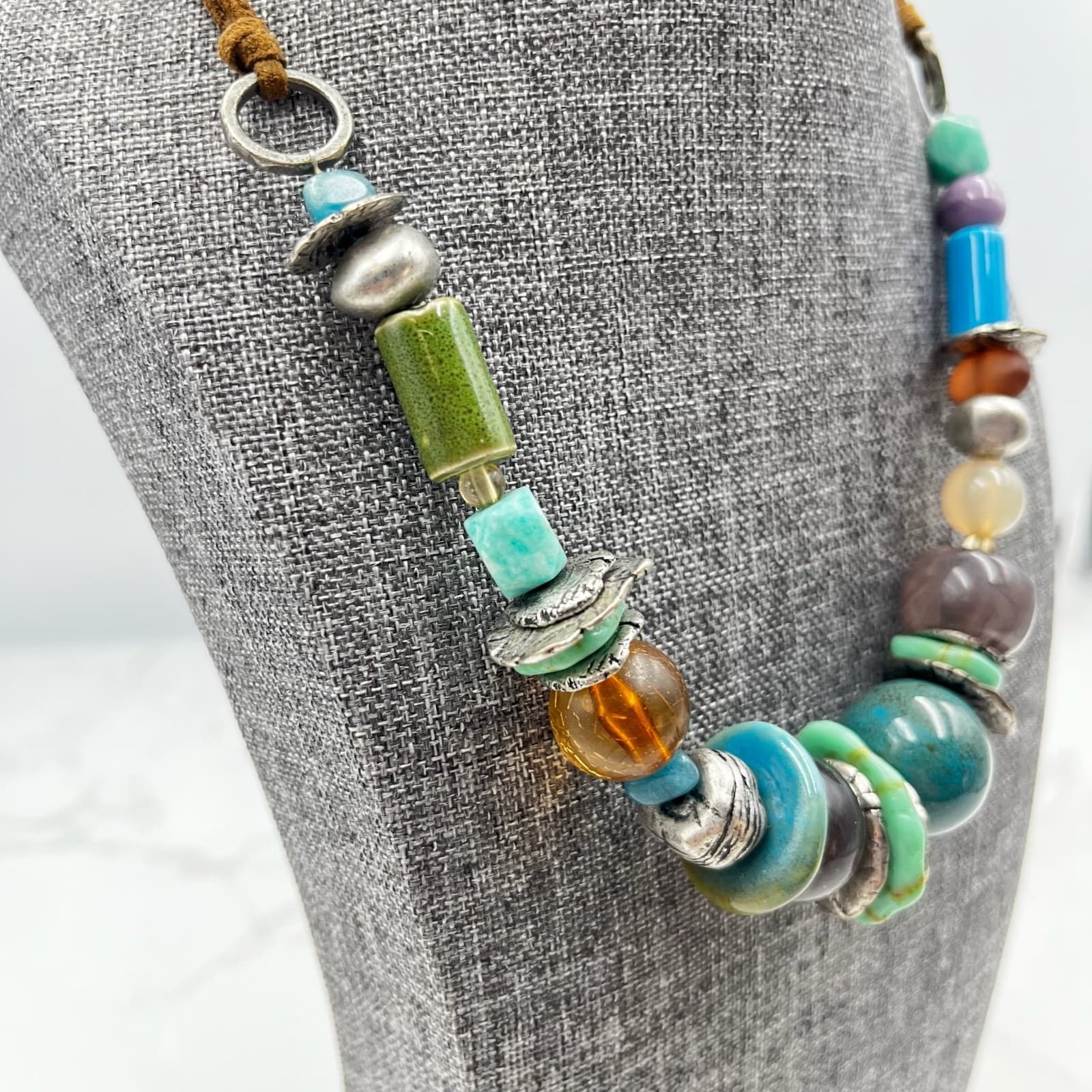 Vintage Coldwater Creek Multi-Color Beaded Statement Necklace – Boho Artisan - Thumbnail 6