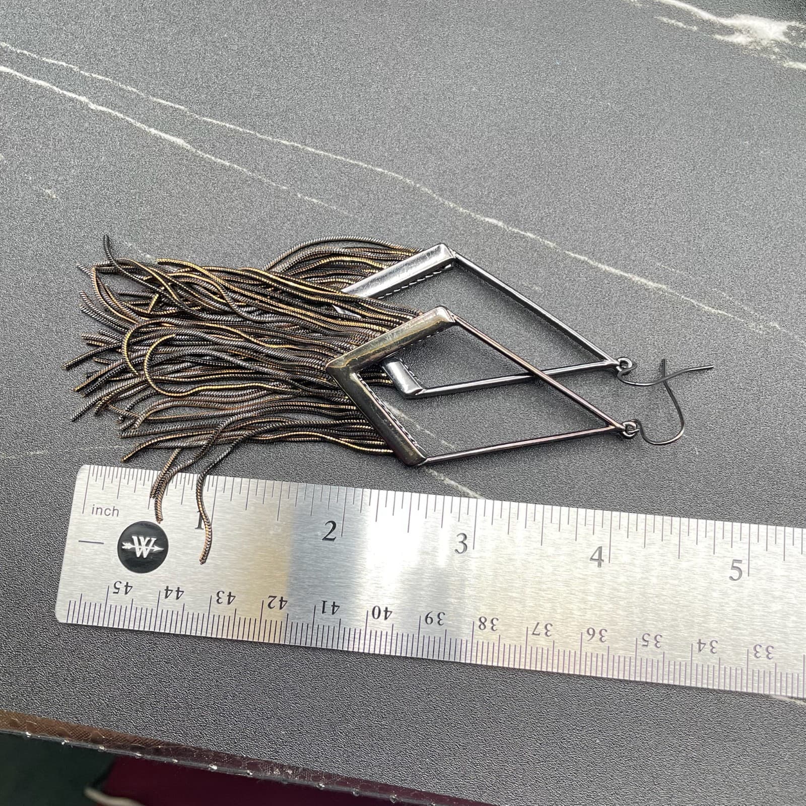 Modern Silver-Tone Classic Gunmetal Snake Chain Tassel Drop French Hook Earring - Thumbnail 11