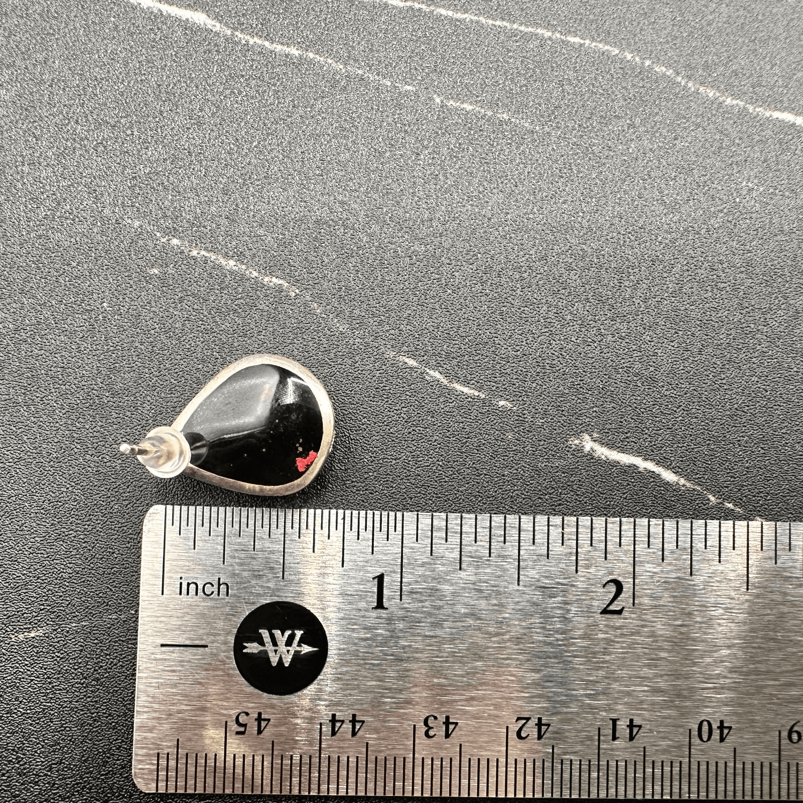 Vintage 80s Black Enamel Teardrop Stud Earrings Silver Tone Harlequin Jewelry - Thumbnail 6