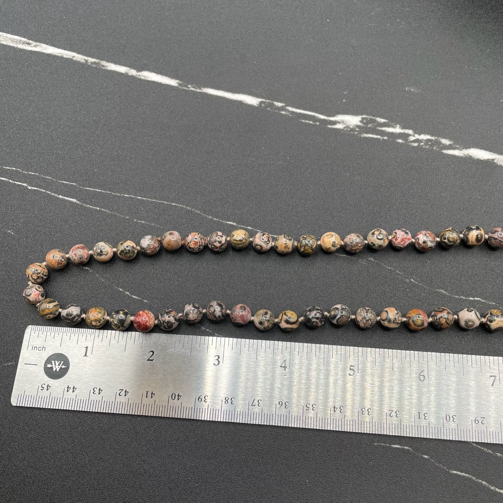 Contemporary Beige Classic Carved Shell Leopard Skin Jasper Statement Necklace - Thumbnail 10