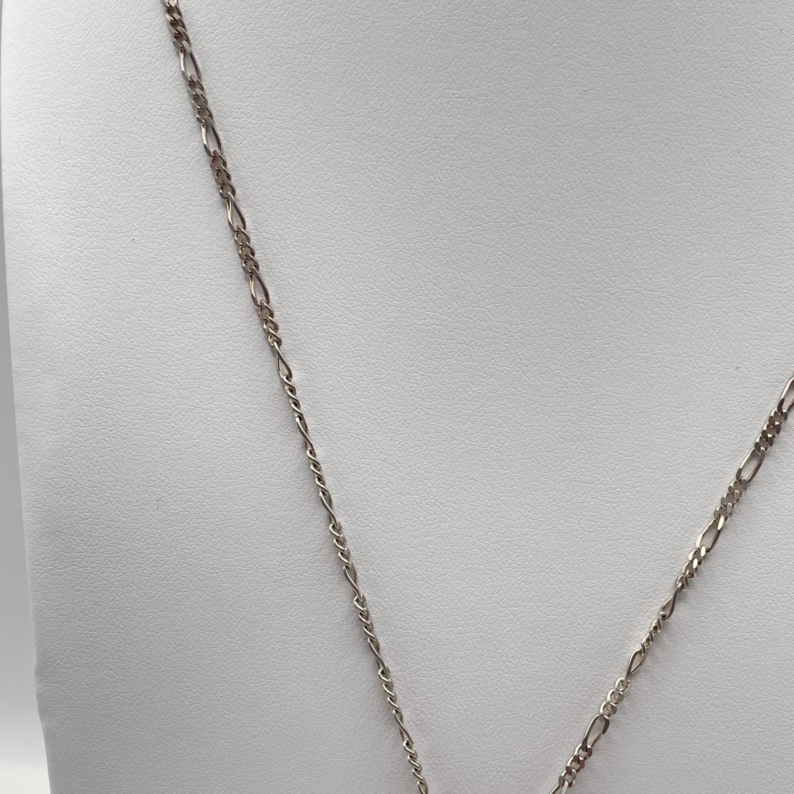 Vintage Y2K Silver Tone Necklace Blue & Pink Splatter Paint Pendant Figaro Chain - Thumbnail 7