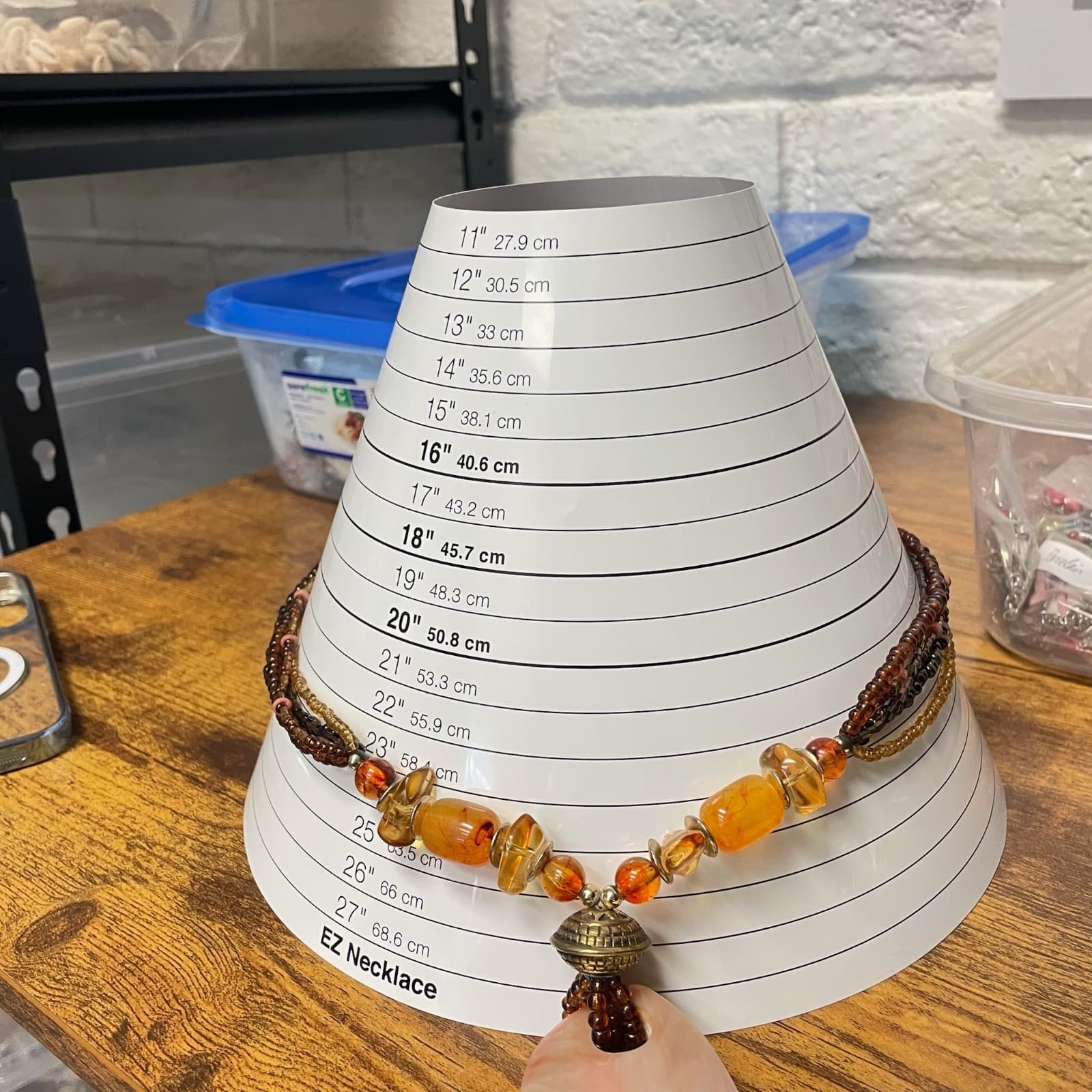 Vintage Statement Multi-Strand Necklace Shell Mother of Pearl Amber Color Beads - Thumbnail 12