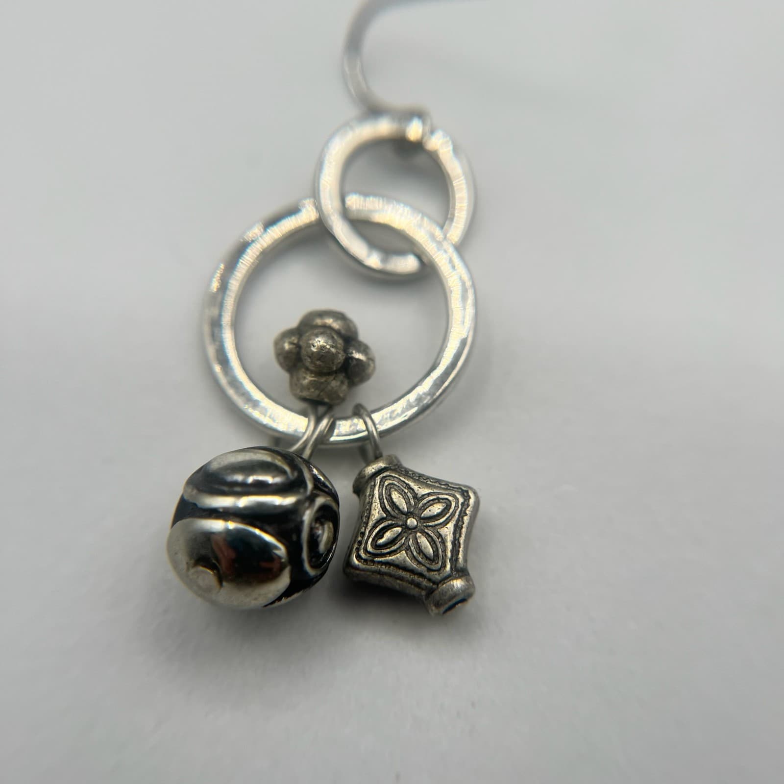 Vintage 90s Silver Tone Charm Dangle Earrings Boho Women's Classic Jewelry - Thumbnail 11