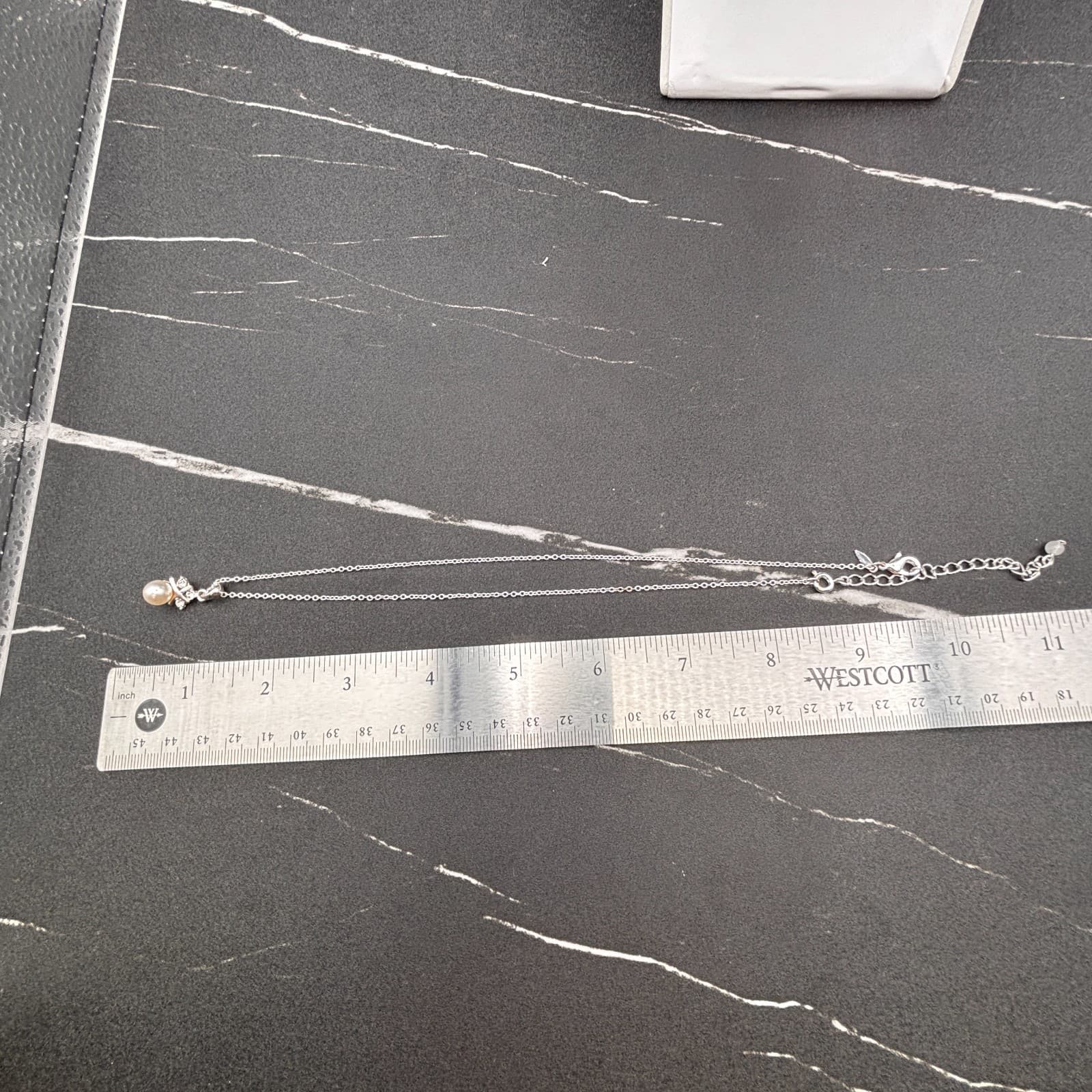 Sha Silver Tone Faux Pearl Pendant Necklace Women White Crystal Accent Jewelry - Thumbnail 10