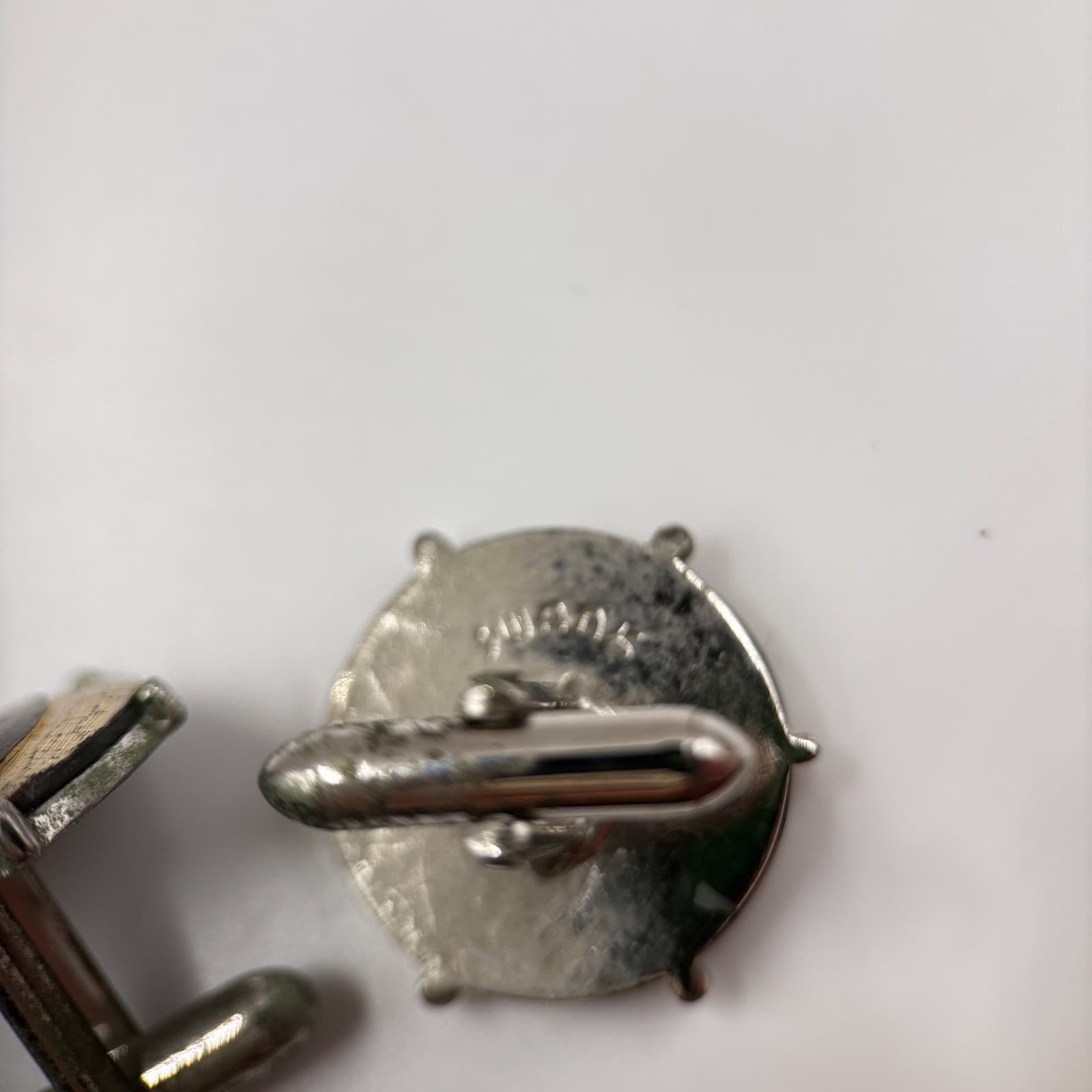 VTG Swank Cufflinks Silver Tone Abstract Leaf Eye Design Mod Mid Century Men's - Thumbnail 9