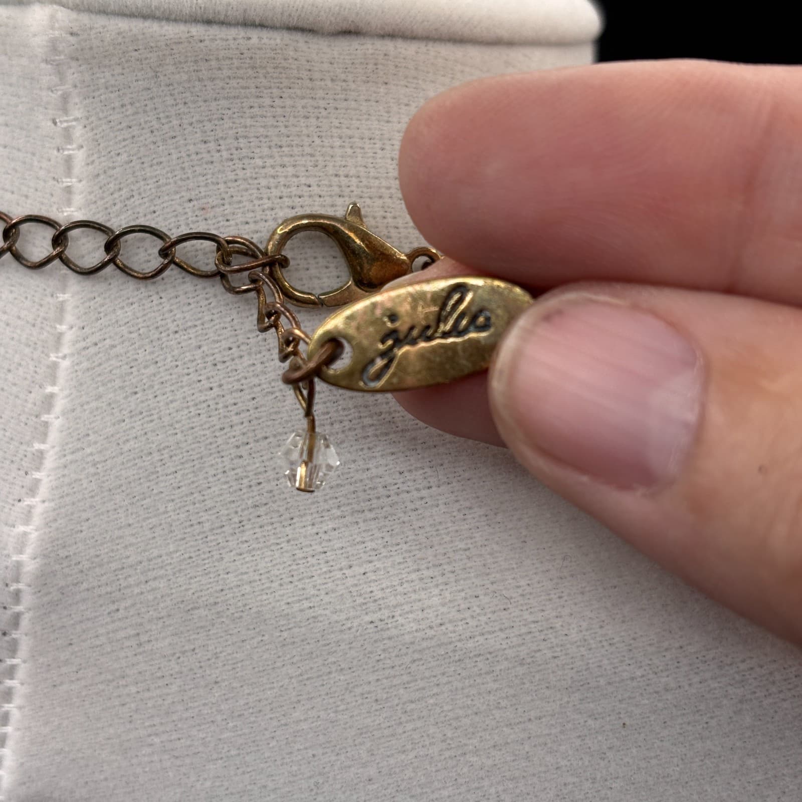 Vintage Gold Black Chunky Necklace Hammered Pendant Resin Crystal Beaded Jules - Thumbnail 10