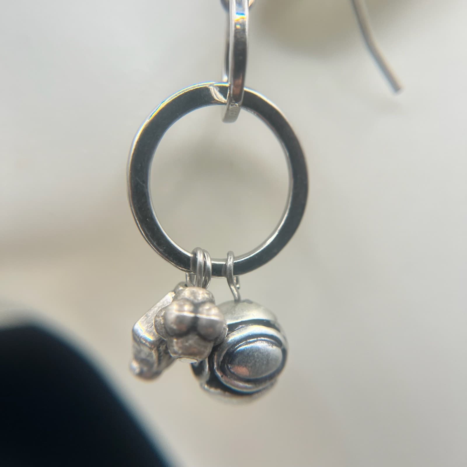 Vintage 90s Silver Tone Charm Dangle Earrings Boho Women's Classic Jewelry - Thumbnail 3