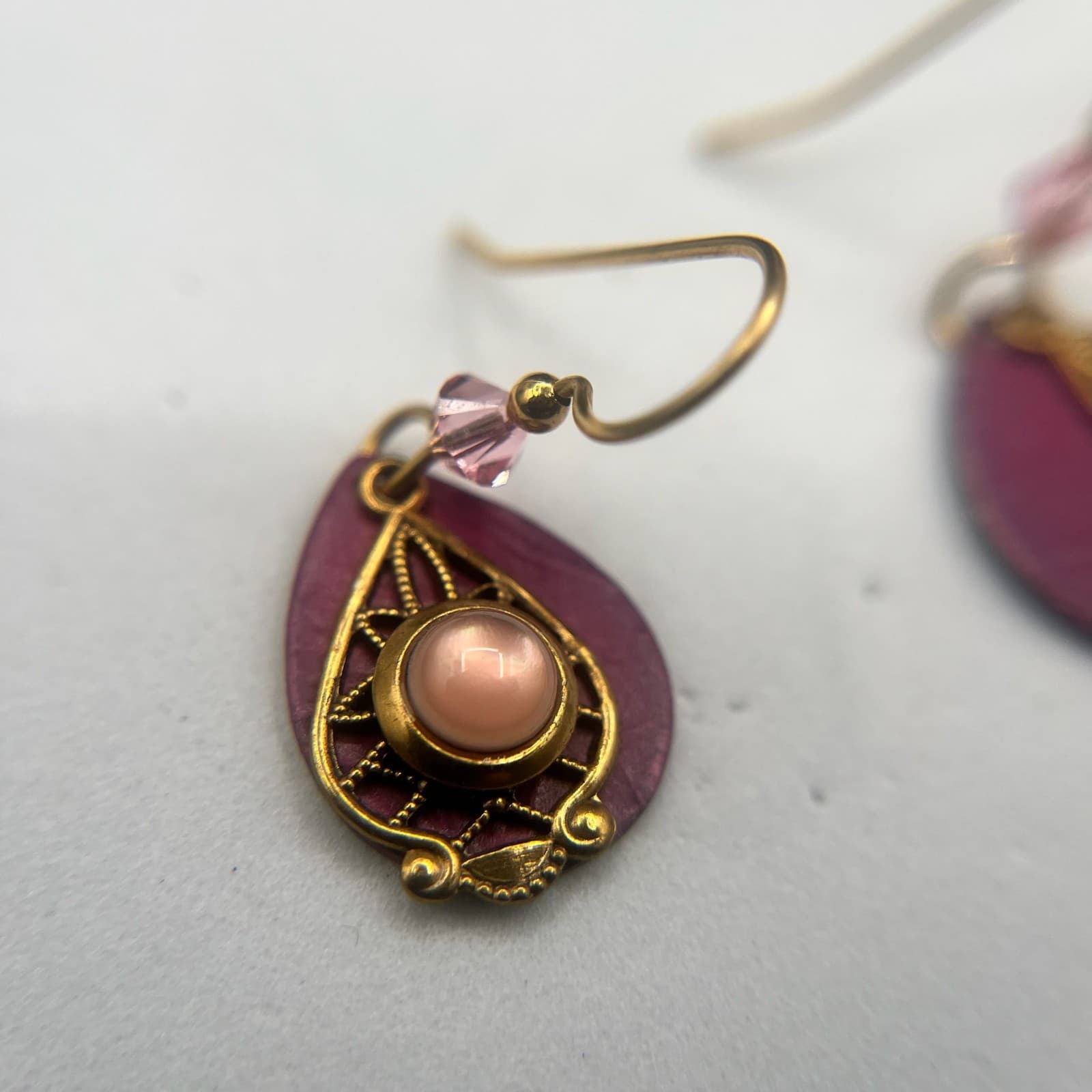 Vintage Y2K Gold Tone Teardrop Dangle Earrings Boho Women's Classic Jewelry - Thumbnail 9