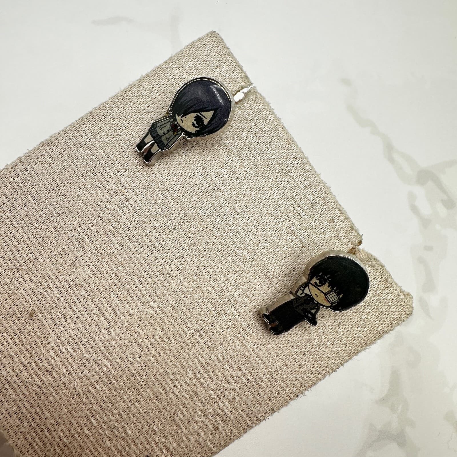 Vintage Tokyo Ghoul Kaneki Touka Chibi Acrylic Earring Pin Set Anime Manga - Thumbnail 6