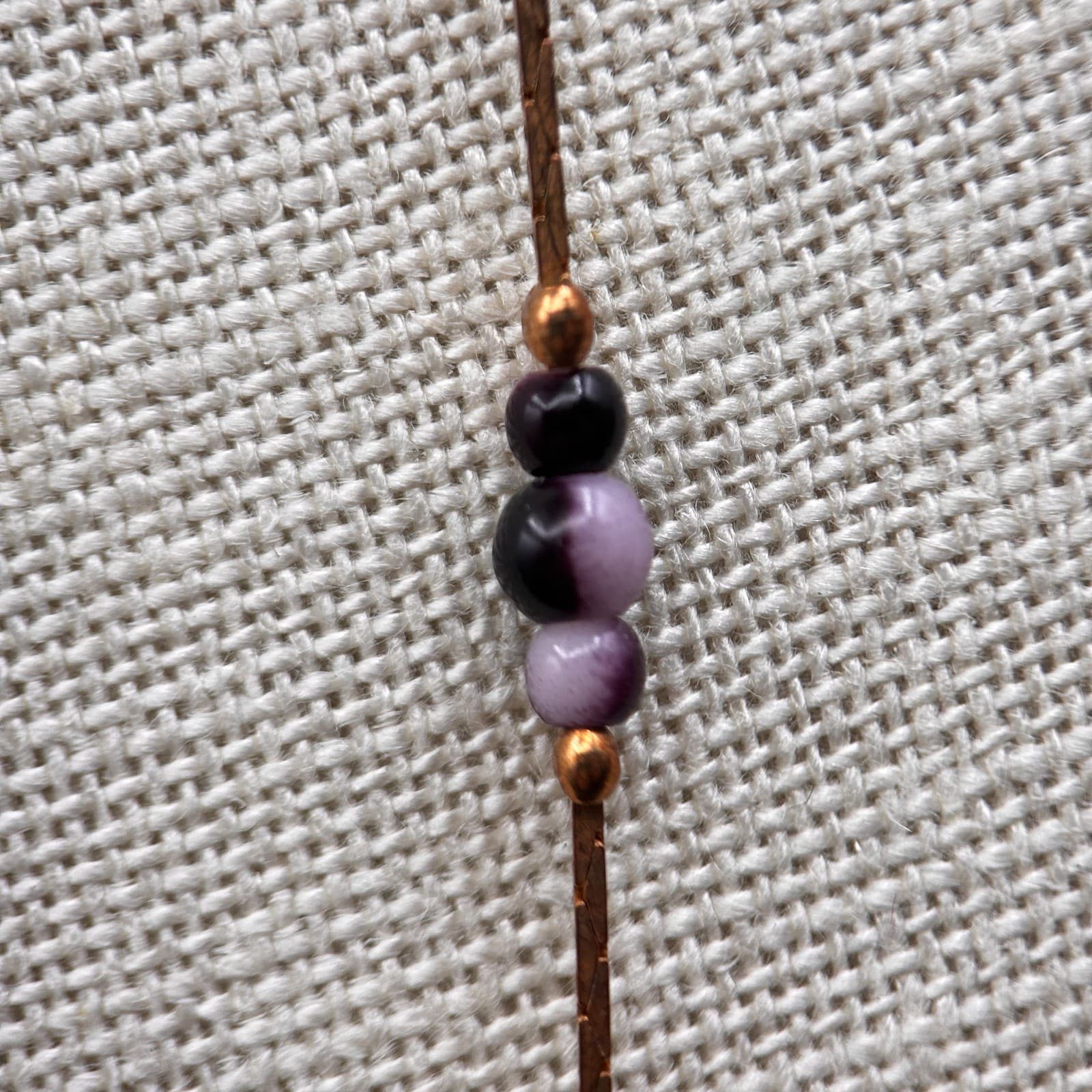 Purple Glass Bead Long Necklace Women's Brown Strand Layering Fashion Jewelry - Thumbnail 3