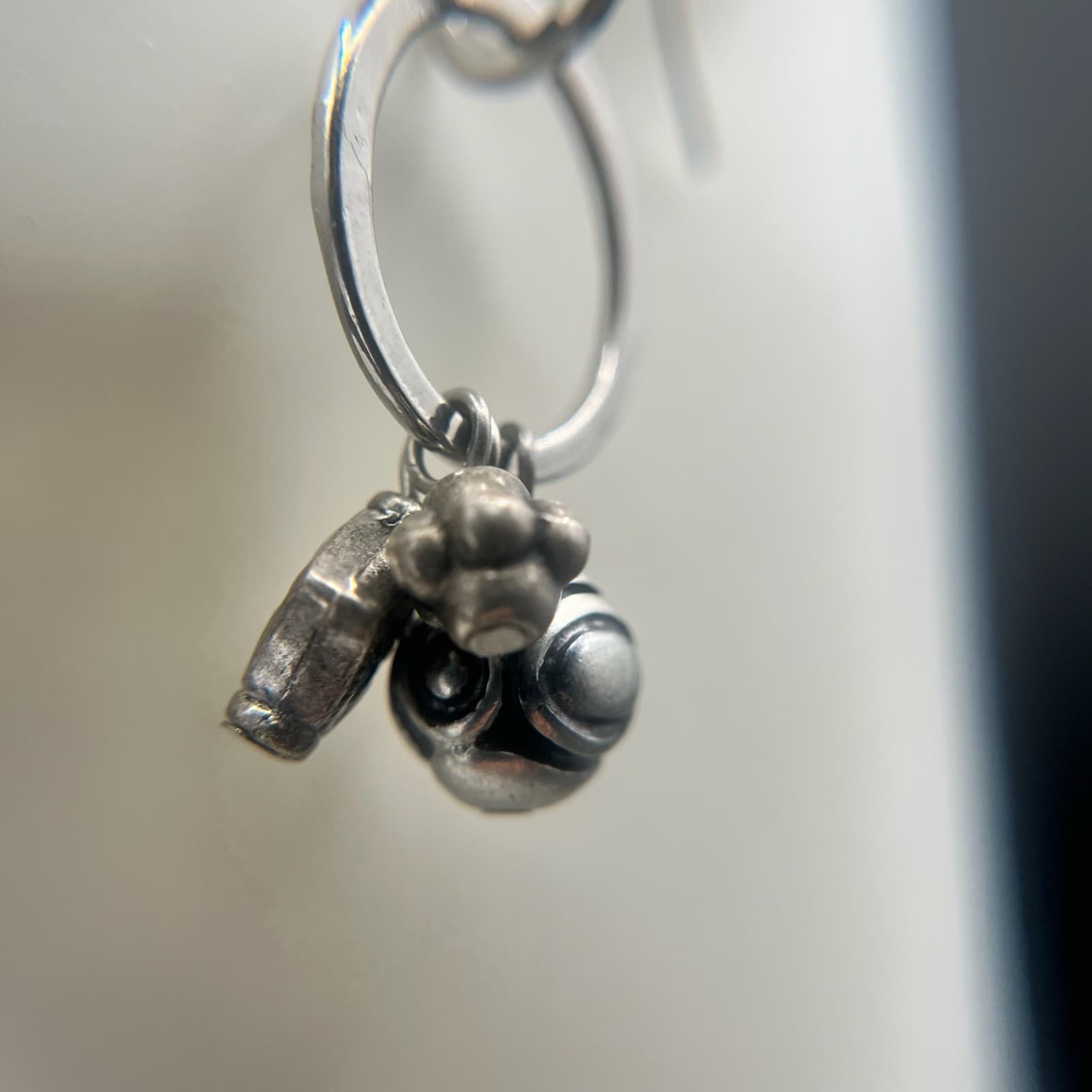 Vintage 90s Silver Tone Charm Dangle Earrings Boho Women's Classic Jewelry - Thumbnail 4