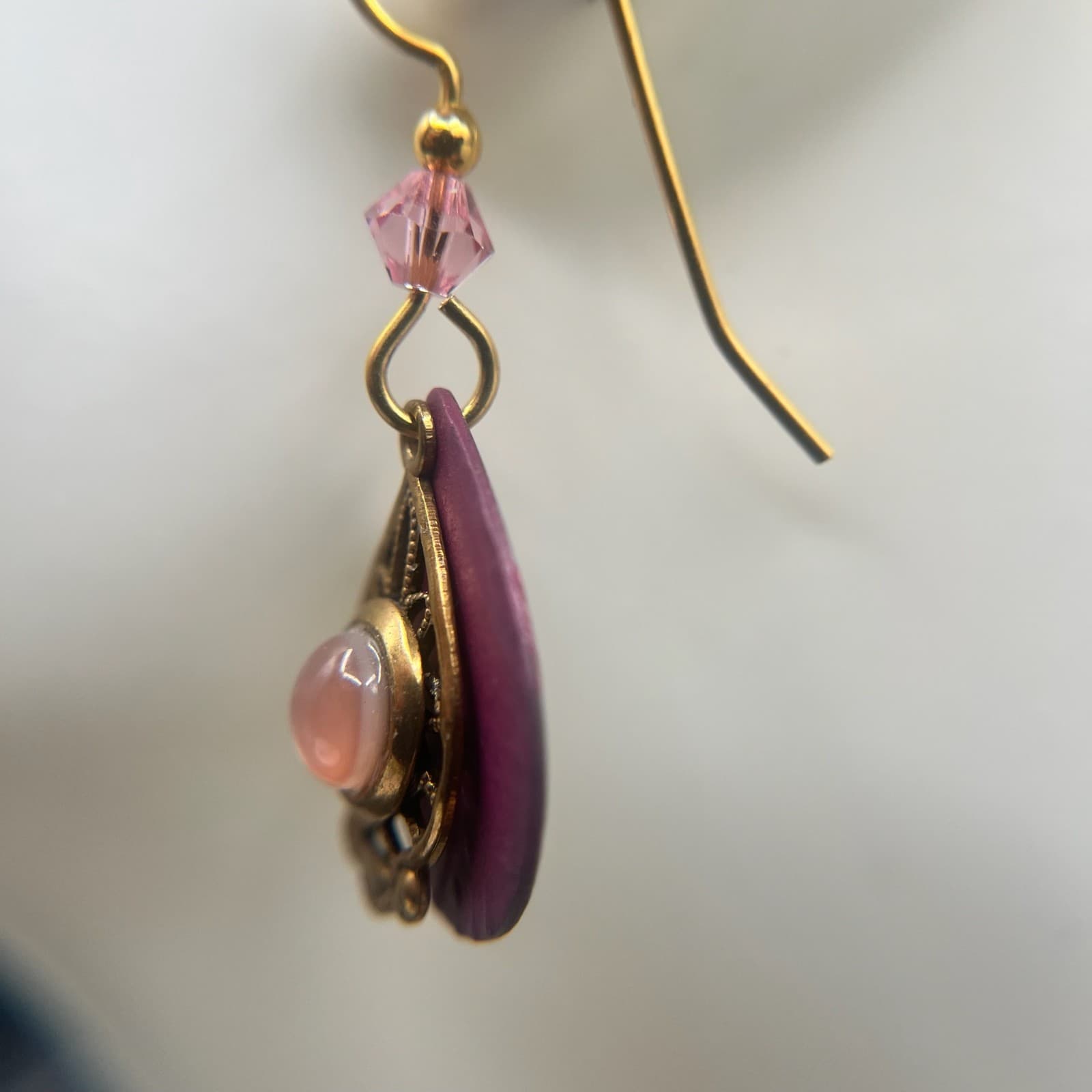 Vintage Y2K Gold Tone Teardrop Dangle Earrings Boho Women's Classic Jewelry - Thumbnail 5
