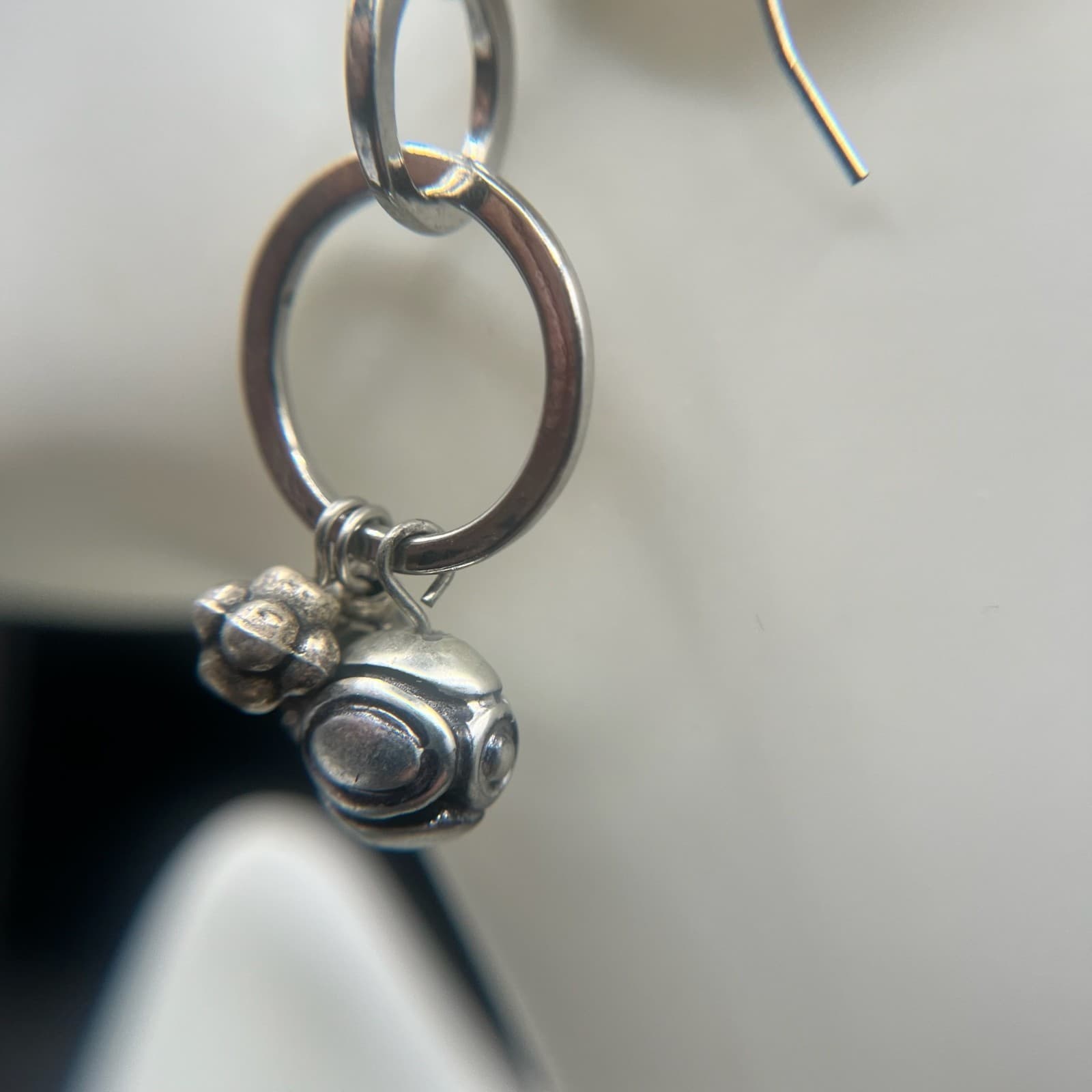 Vintage 90s Silver Tone Charm Dangle Earrings Boho Women's Classic Jewelry - Thumbnail 5