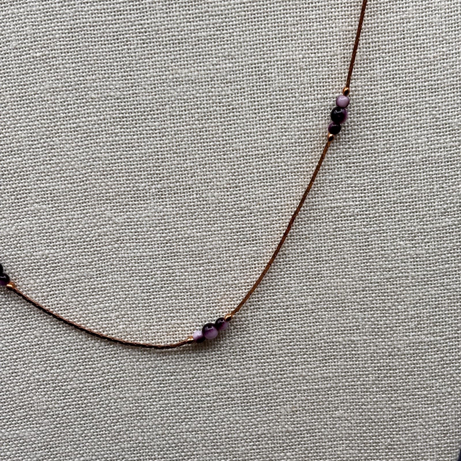 Purple Glass Bead Long Necklace Women's Brown Strand Layering Fashion Jewelry - Thumbnail 6