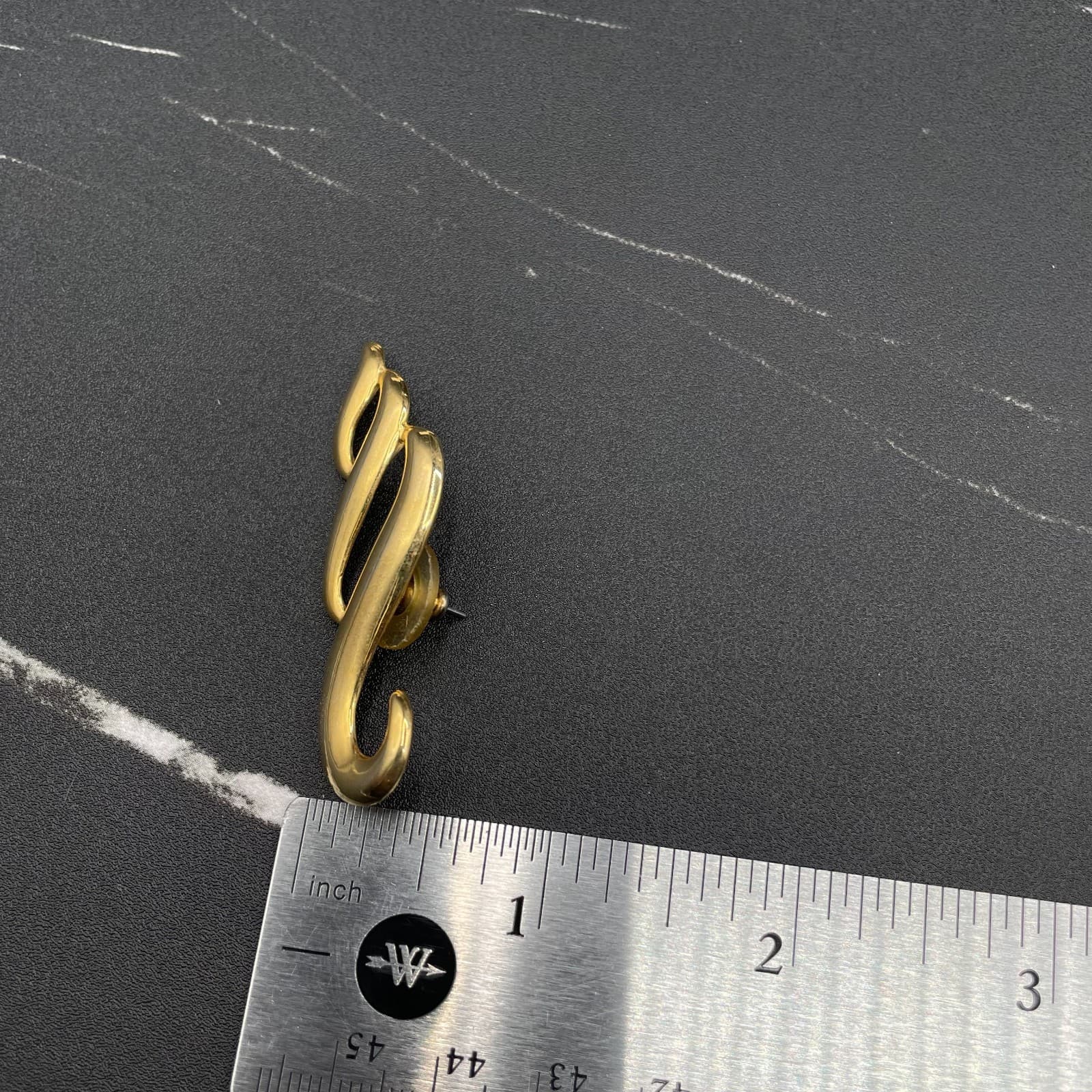 Vintage Gold Tone Abstract Swirl Ribbon Wave Brooch Pin Jewellery 2 Inch - Thumbnail 7