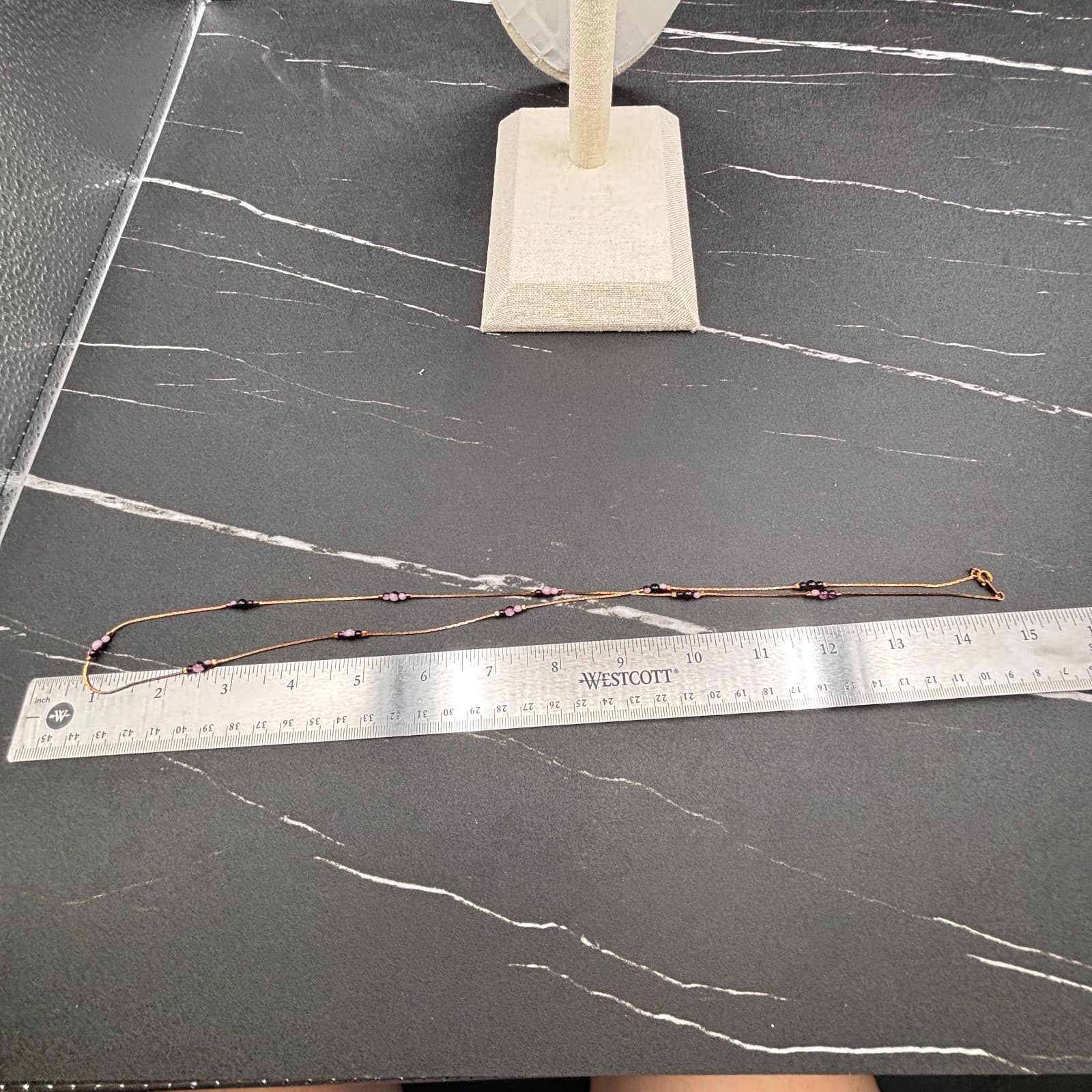 Purple Glass Bead Long Necklace Women's Brown Strand Layering Fashion Jewelry - Thumbnail 8