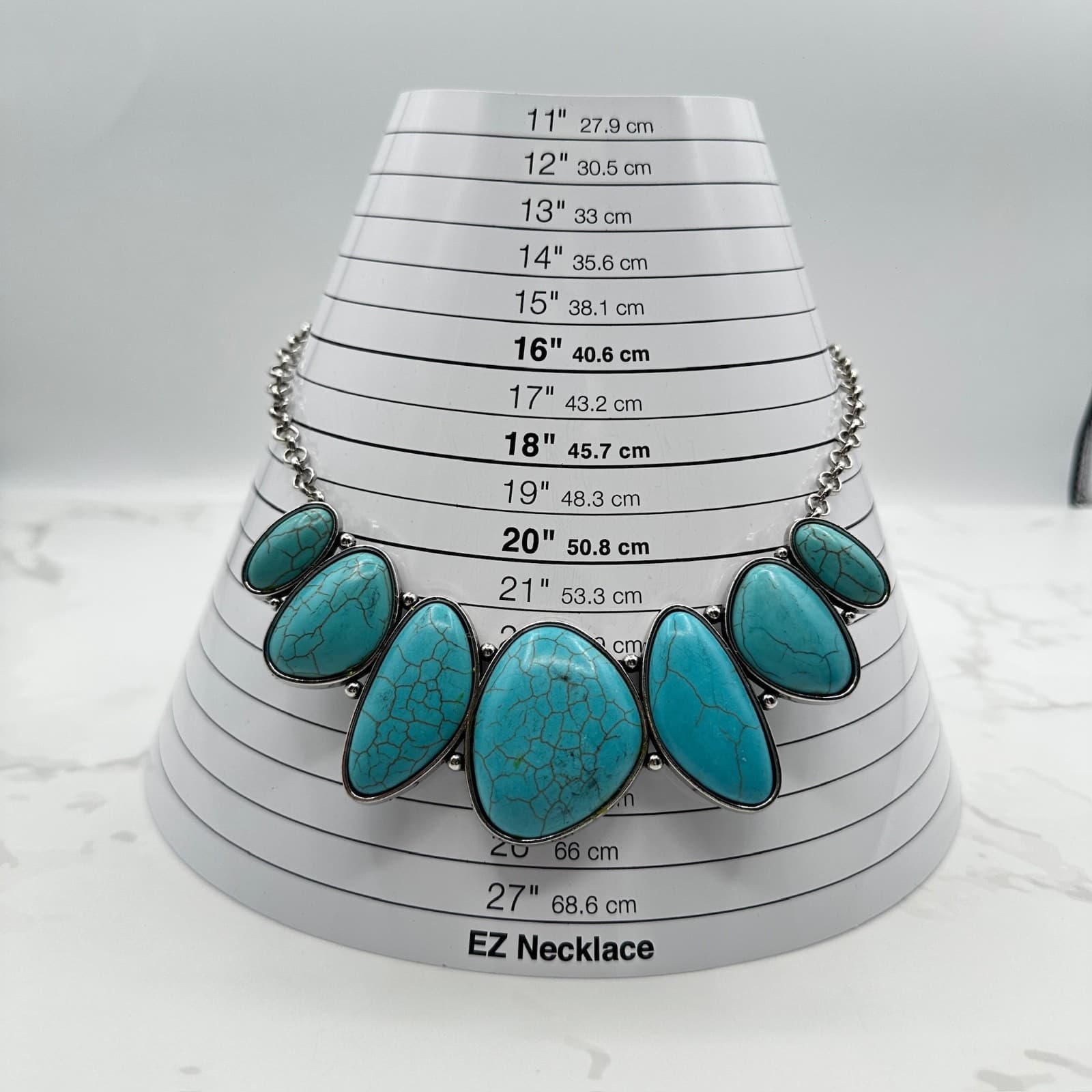 Vintage Paparazzi Turquoise Statement Necklace & Earrings Set, Silver Tone - Thumbnail 8