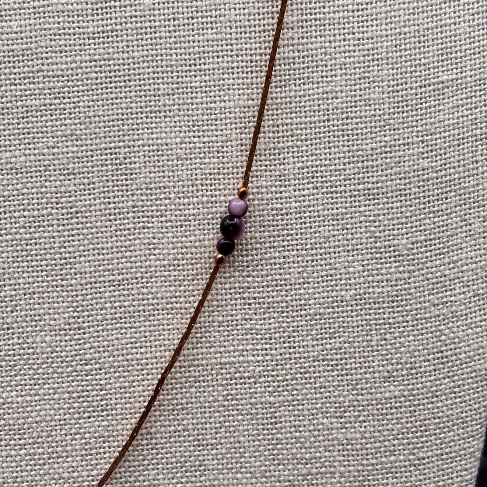 Purple Glass Bead Long Necklace Women's Brown Strand Layering Fashion Jewelry - Thumbnail 2