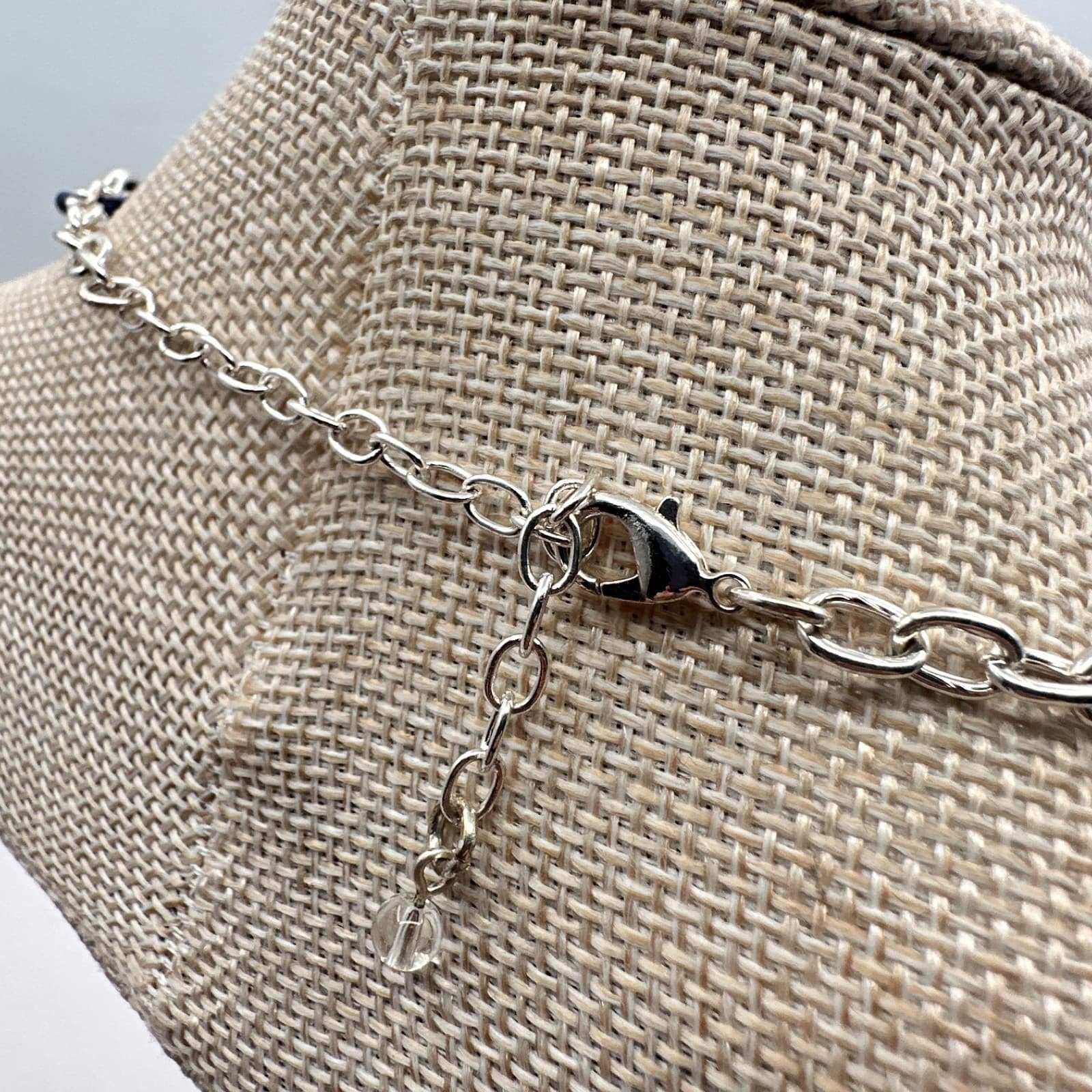 Vintage Y2K Silver Tone Blue Enamel Circle Link Choker Necklace Women's Jewelry - Thumbnail 6