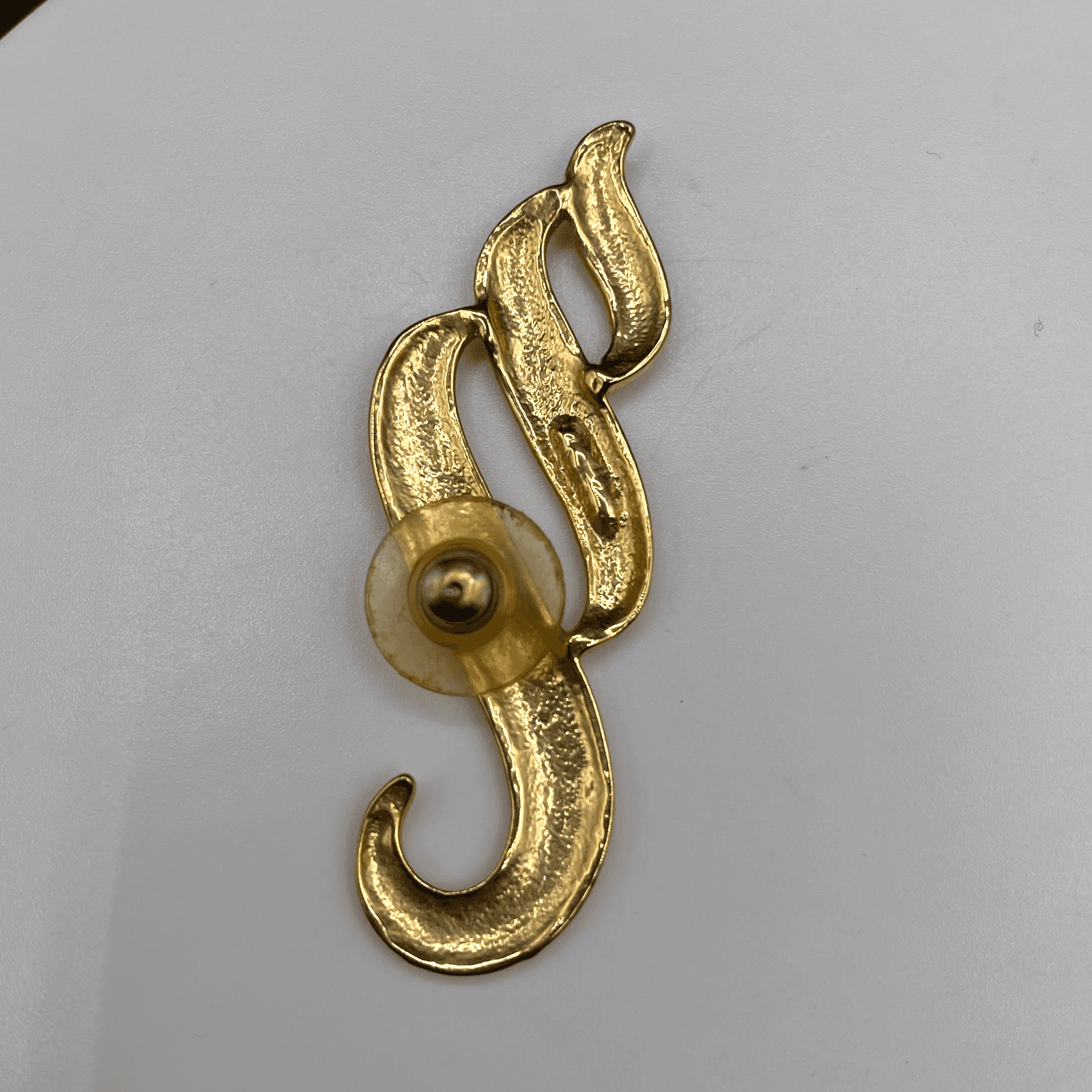 Vintage Gold Tone Abstract Swirl Ribbon Wave Brooch Pin Jewellery 2 Inch - Thumbnail 3