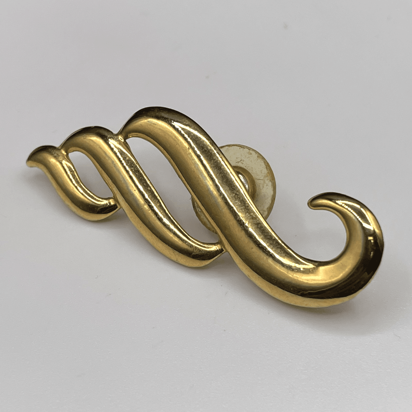 Vintage Gold Tone Abstract Swirl Ribbon Wave Brooch Pin Jewellery 2 Inch - Thumbnail 2