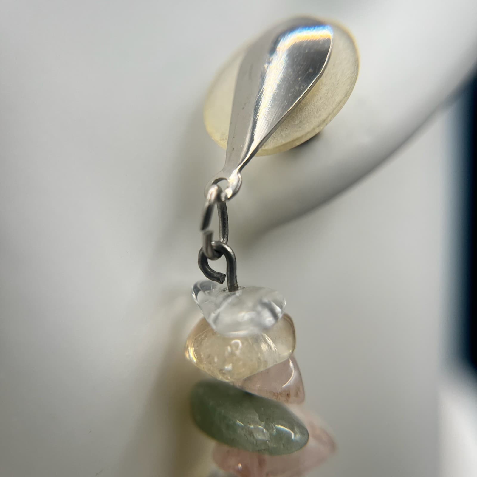 Vintage Pastel Crystal Dangles Mixed Boho Gemstone Chip Earrings Jewelry - Thumbnail 6