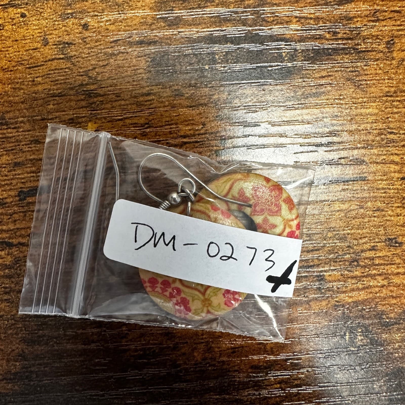 Vintage Disney Boho Red Floral Wood Dangle Earrings Open Circle Folk Art Moana - Thumbnail 7