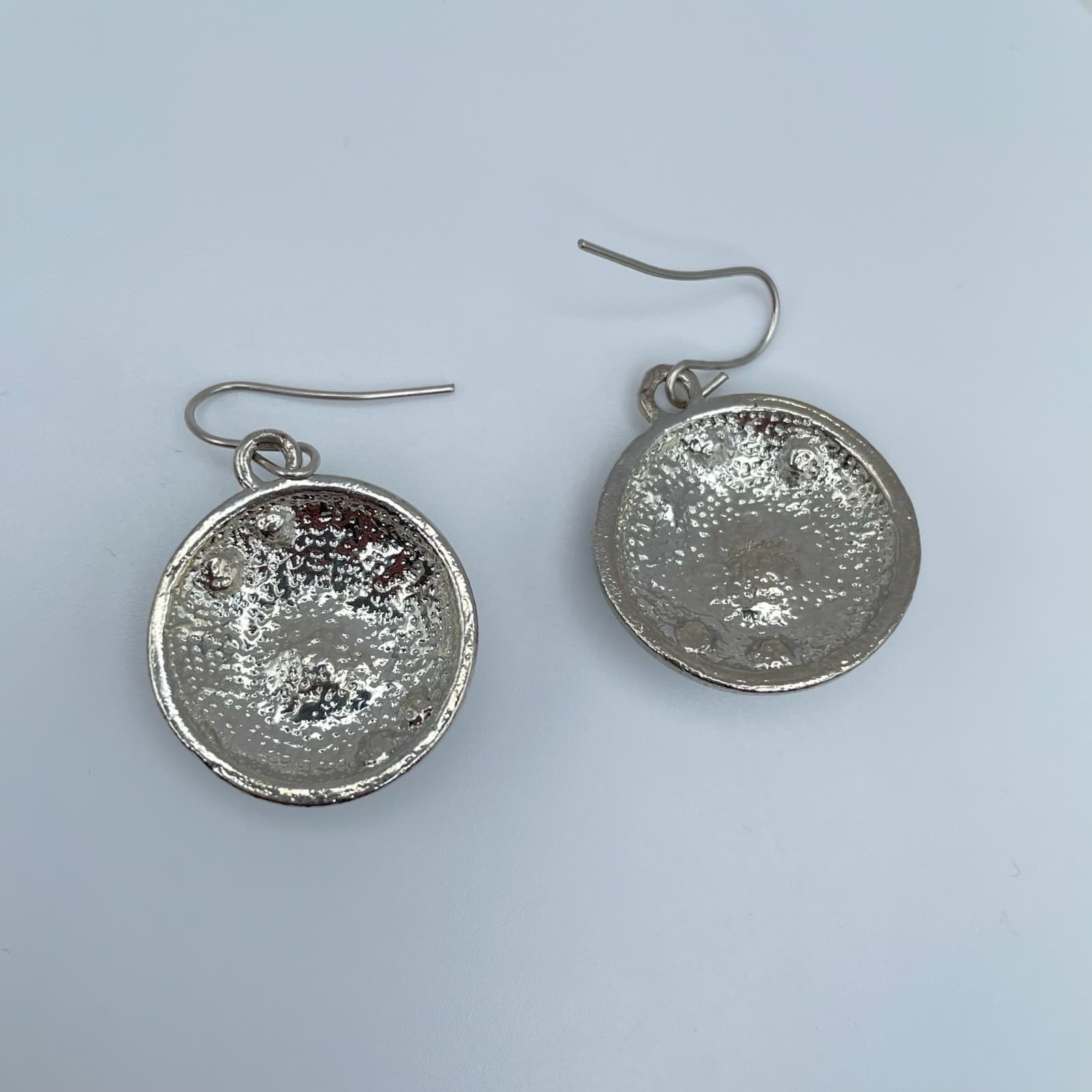 Vintage 80s Locke Silver Tone Blue Green Hook Dangle Earrings Jewelry - Thumbnail 10