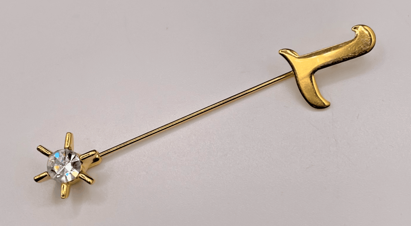 Vintage Gold Tone Sword Dagger Stick Pin Lapel Hat Tie Tack Jewellery L Shape - Image 1