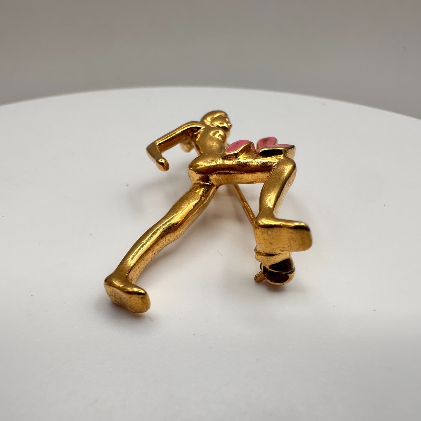 Vintage 90s Carolee Breast Cancer Awareness Pink Ribbon Runner Woman Brooch Pin - Thumbnail 3