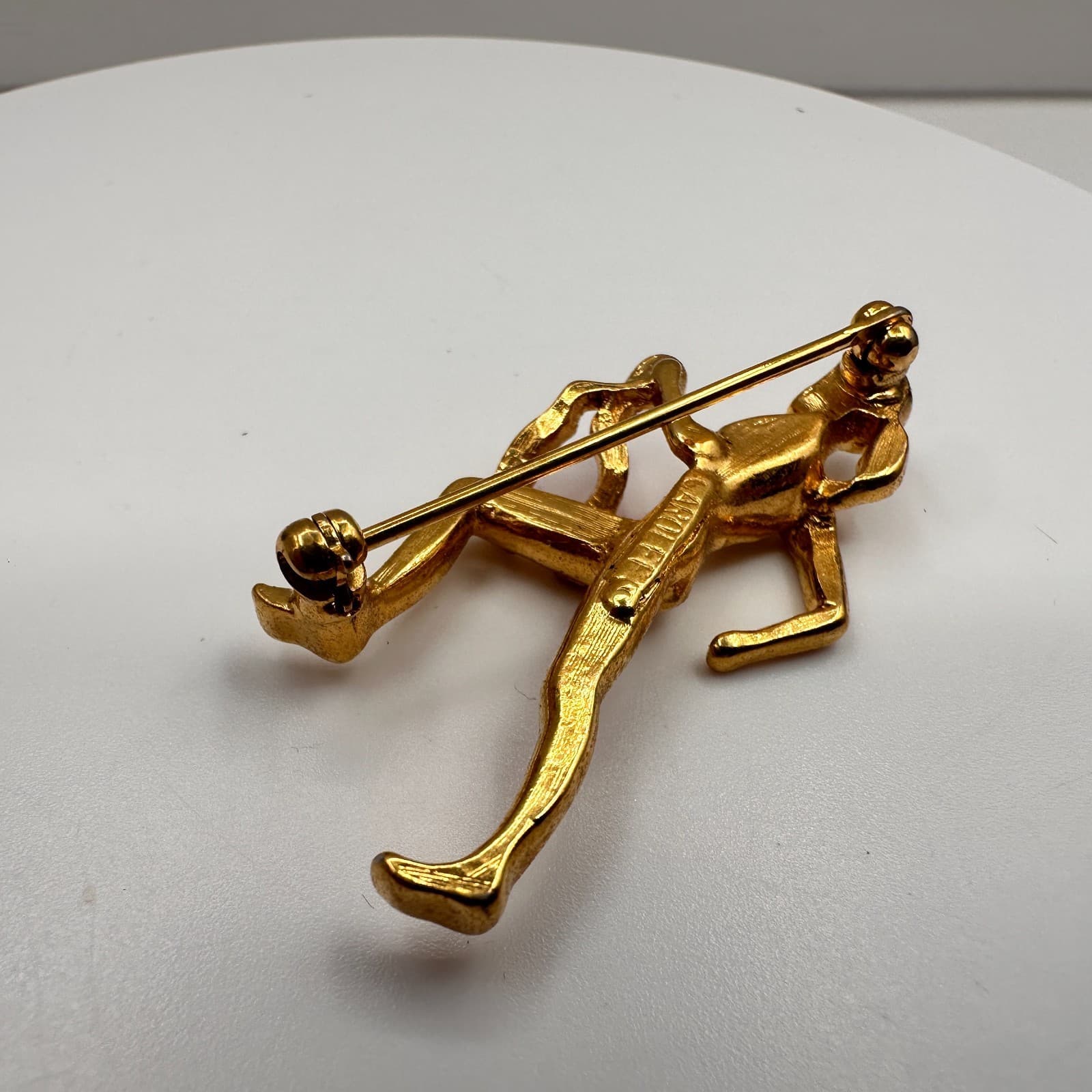 Vintage 90s Carolee Breast Cancer Awareness Pink Ribbon Runner Woman Brooch Pin - Thumbnail 5