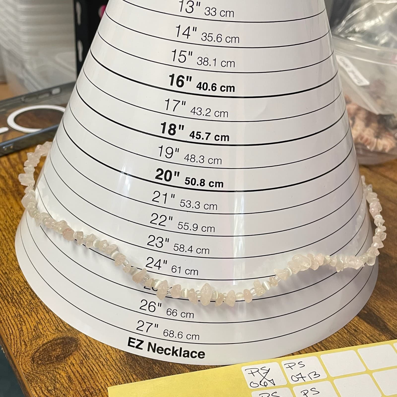 Vintage Genuine Natural Rose Quartz Tumbled Stone Chip Polished Beaded Necklace - Thumbnail 8