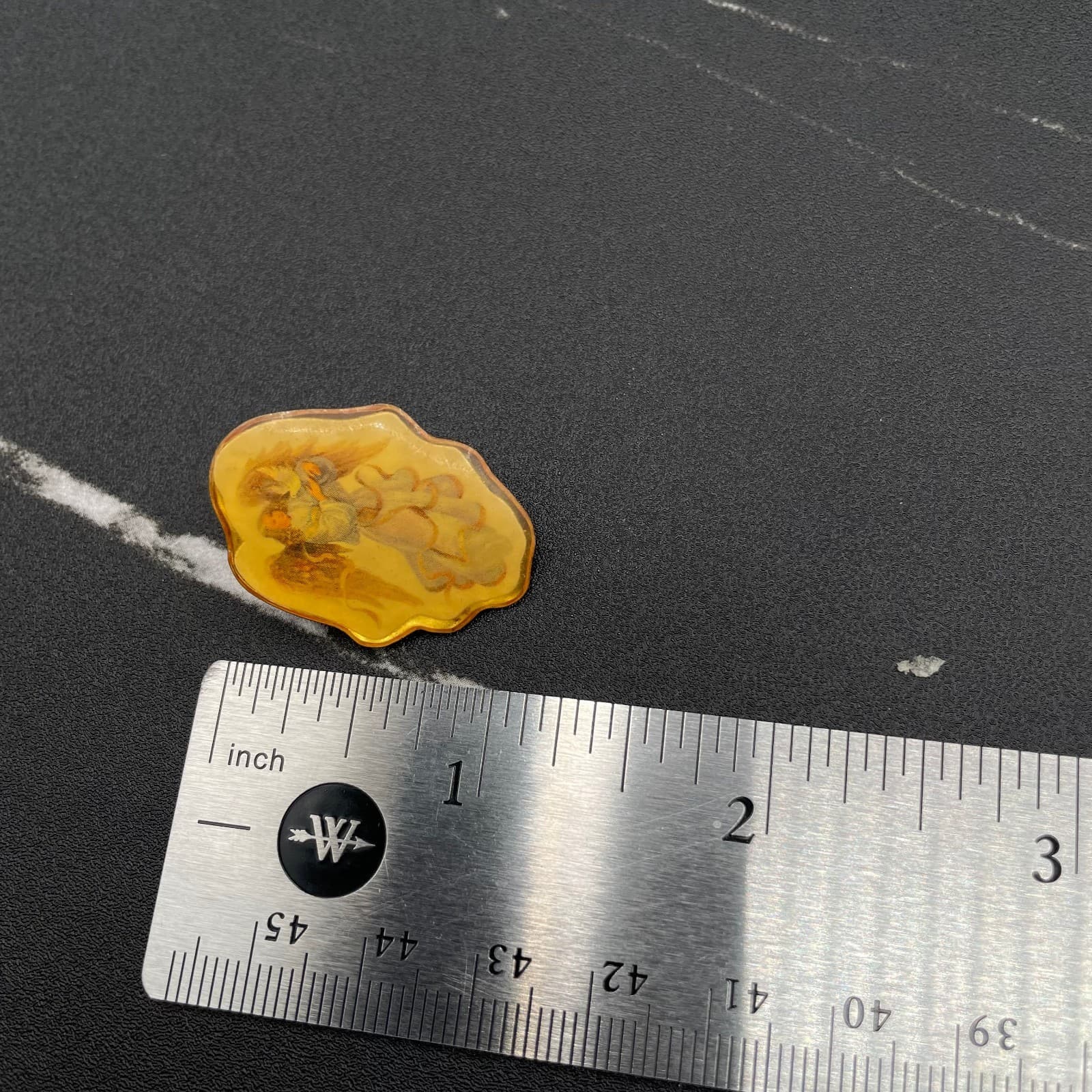 VTG Angel Lapel BroochPin Cherub Guardian Religious Icon Resin Gold Tone - Thumbnail 6