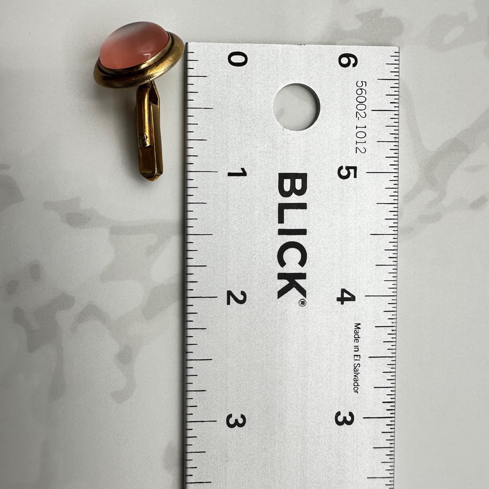 Vintage Gold Tone Pink Red Cabochon Cufflinks Round - Thumbnail 7