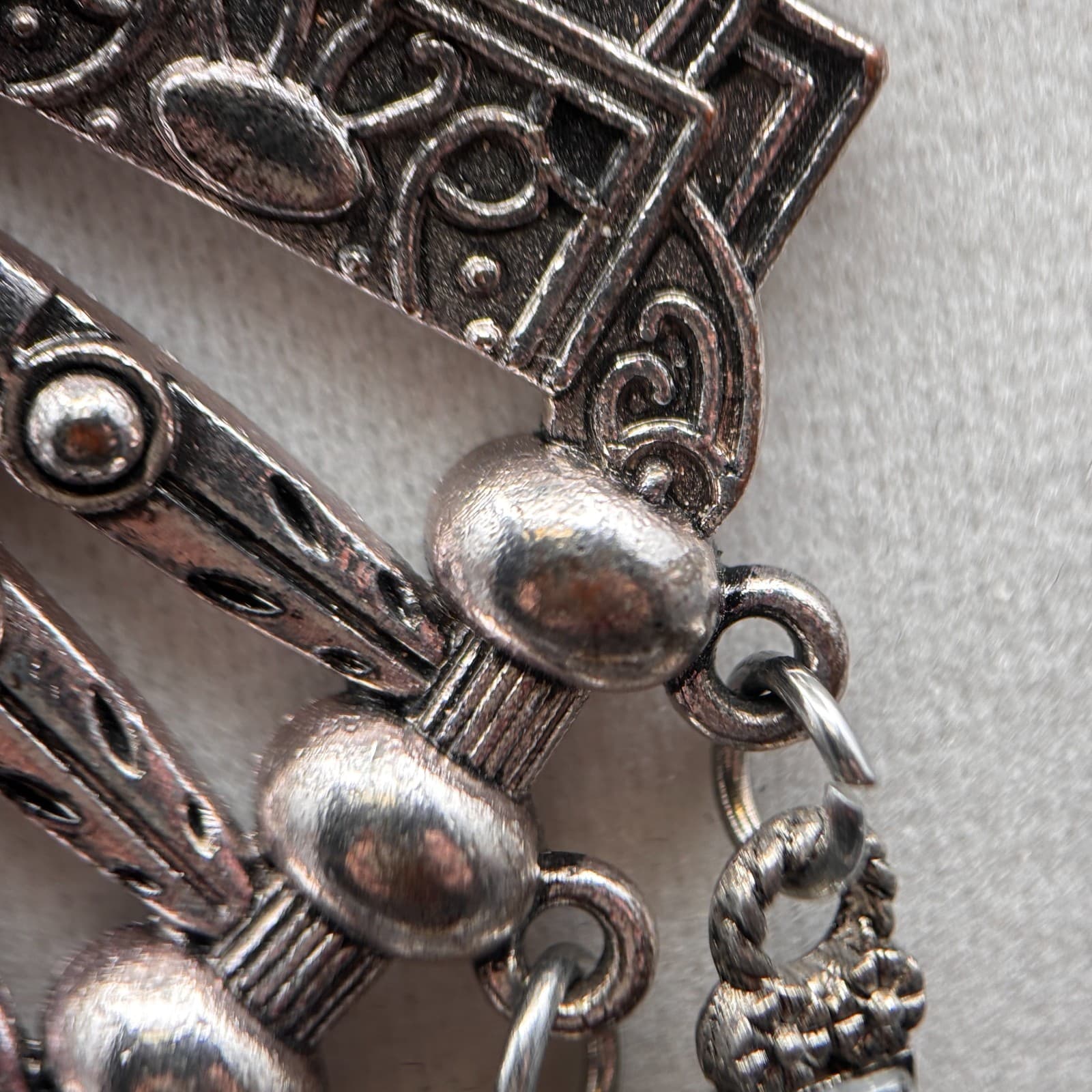 Boho Tribal Statement Necklace Silver Tone Gypsy Dangle Charms Ethnic Jewelry - Thumbnail 6