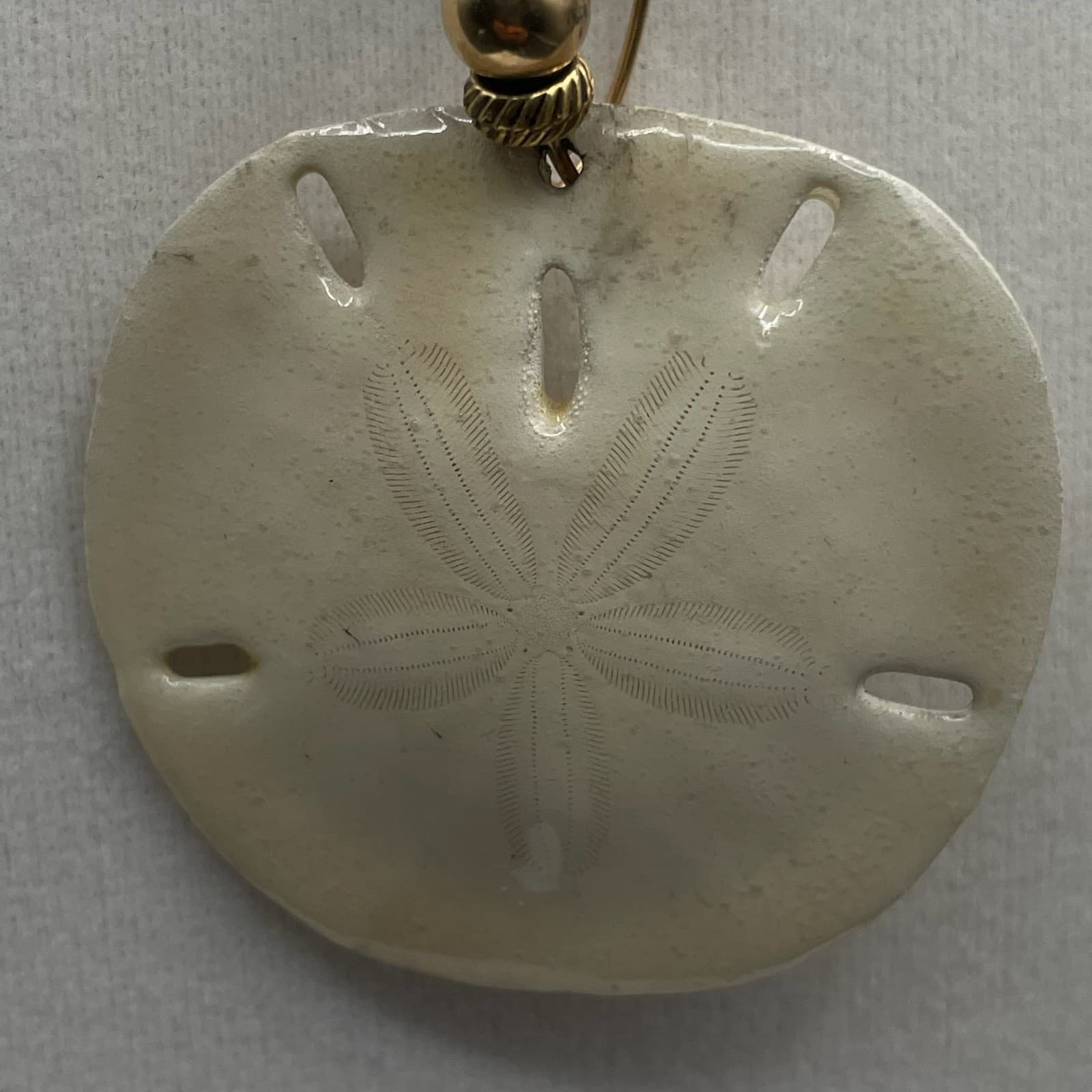 VTG Resin Coated Sand Dollar Pendant Necklace Boho Beach Cord Charm 20" Neutral - Thumbnail 4