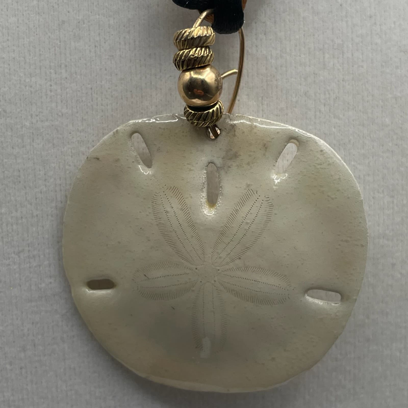 VTG Resin Coated Sand Dollar Pendant Necklace Boho Beach Cord Charm 20" Neutral - Thumbnail 5