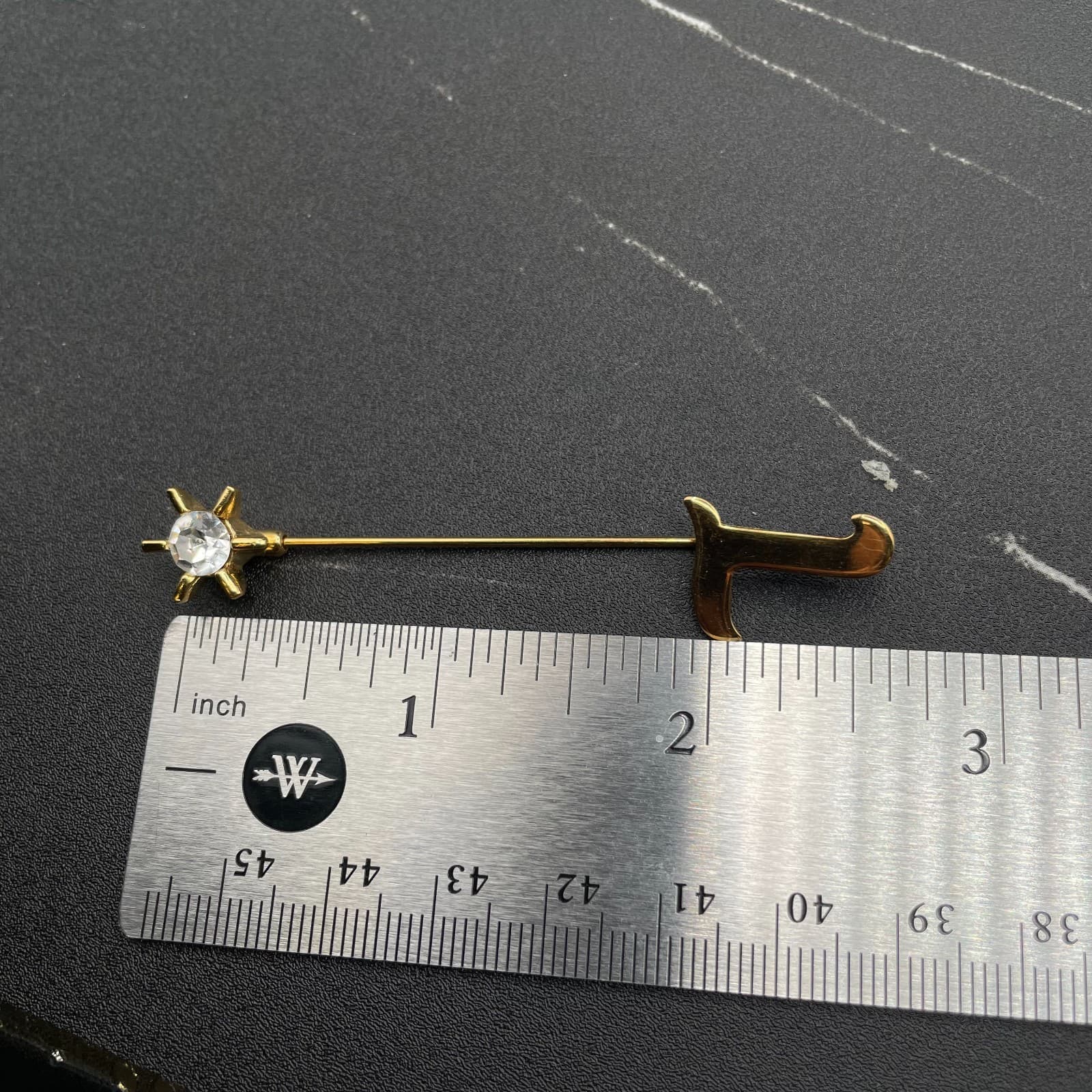 Vintage Gold Tone Sword Dagger Stick Pin Lapel Hat Tie Tack Jewellery L Shape - Thumbnail 6