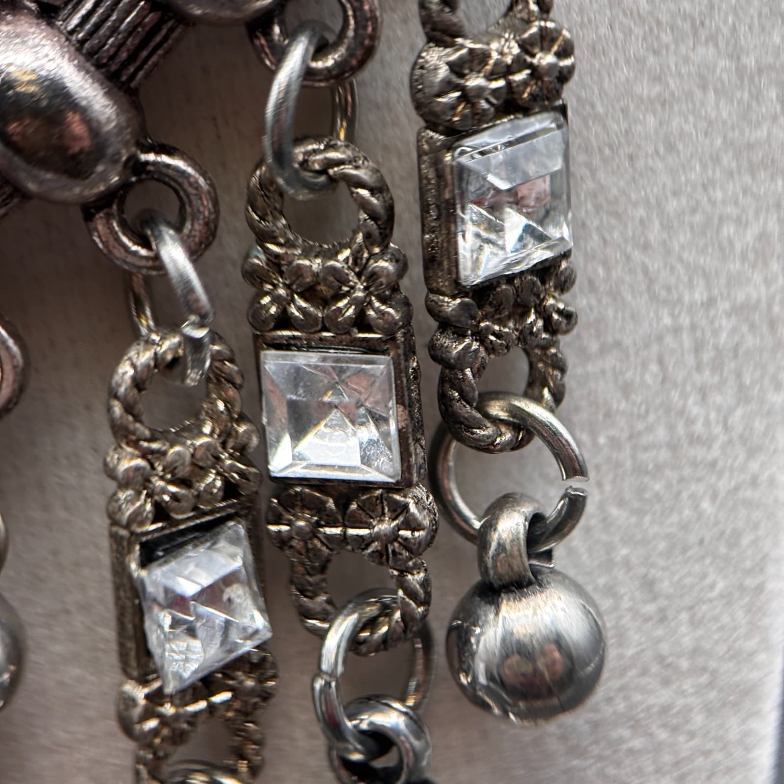 Boho Tribal Statement Necklace Silver Tone Gypsy Dangle Charms Ethnic Jewelry - Thumbnail 5