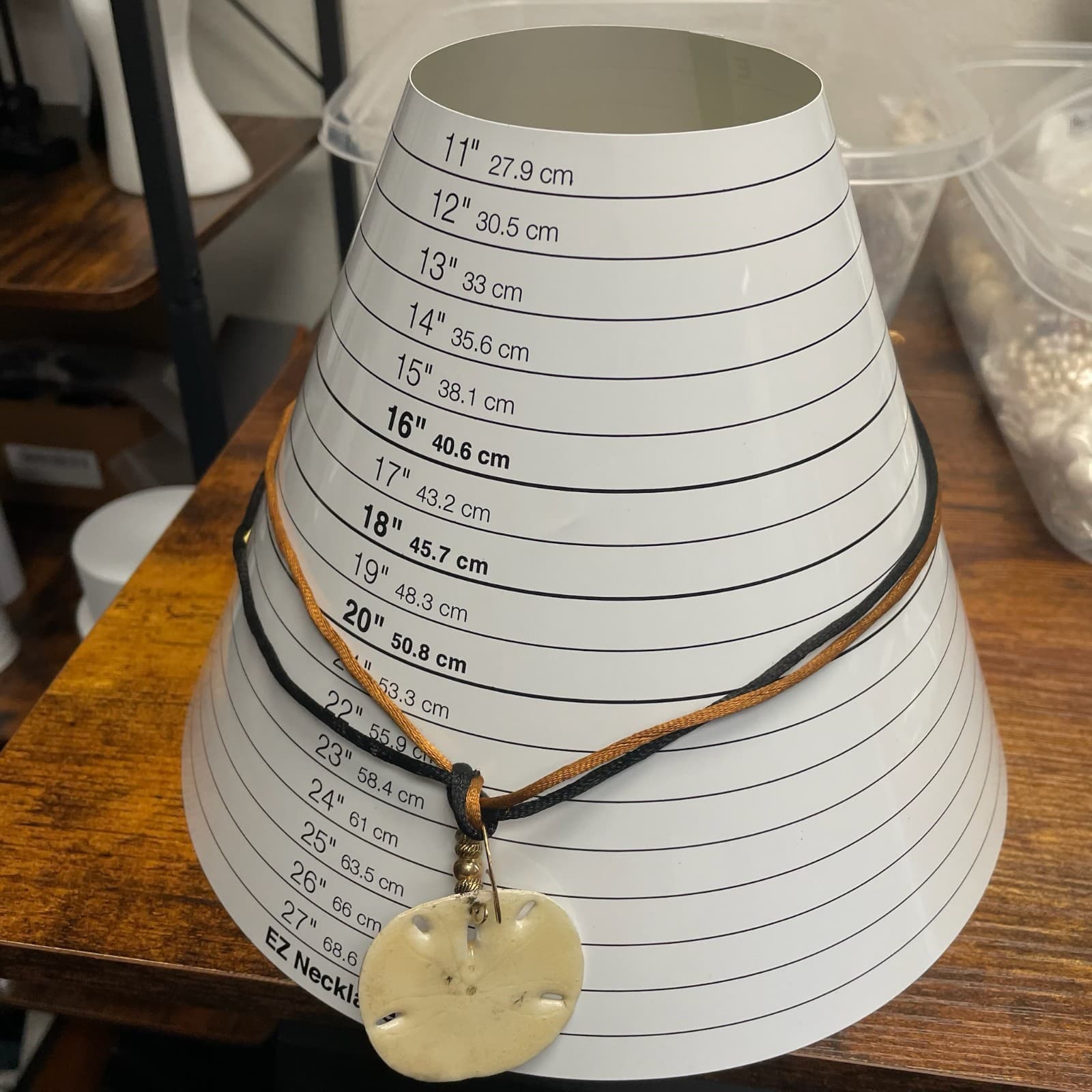 VTG Resin Coated Sand Dollar Pendant Necklace Boho Beach Cord Charm 20" Neutral - Thumbnail 2