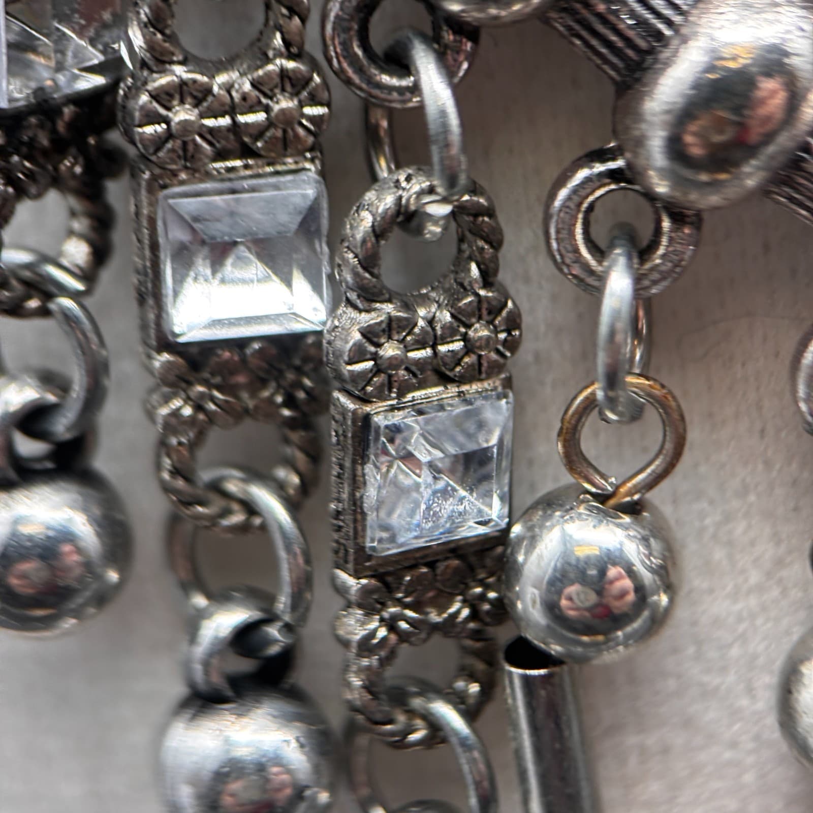 Boho Tribal Statement Necklace Silver Tone Gypsy Dangle Charms Ethnic Jewelry - Thumbnail 8