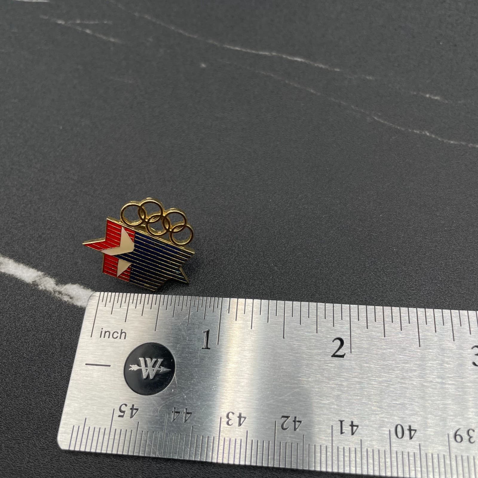 Vintage Gold Tone Los Angeles Olympics Stars Motion Lapel Pin Broch Ring Gold - Thumbnail 9
