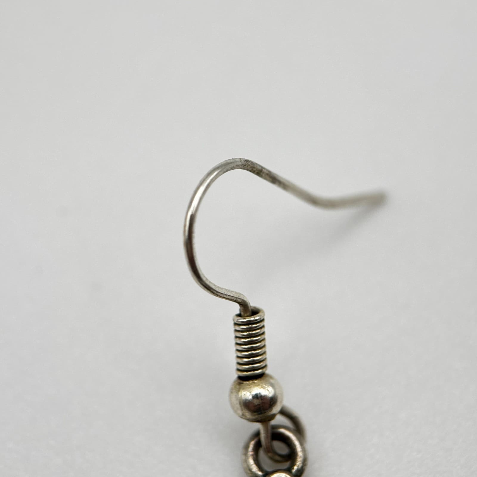 Vintage 90s Silver Tone Rhinestone Dangle Earrings Blue Cabochon Women's Jewelry - Thumbnail 11