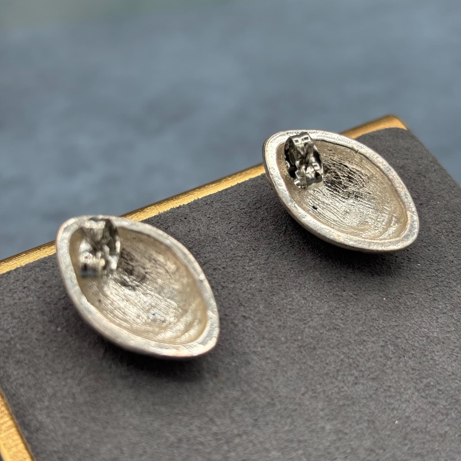 Vintage Football Earrings Red Enamel Silver Tone Pierced Stud Sports Fan Y2K - Thumbnail 2