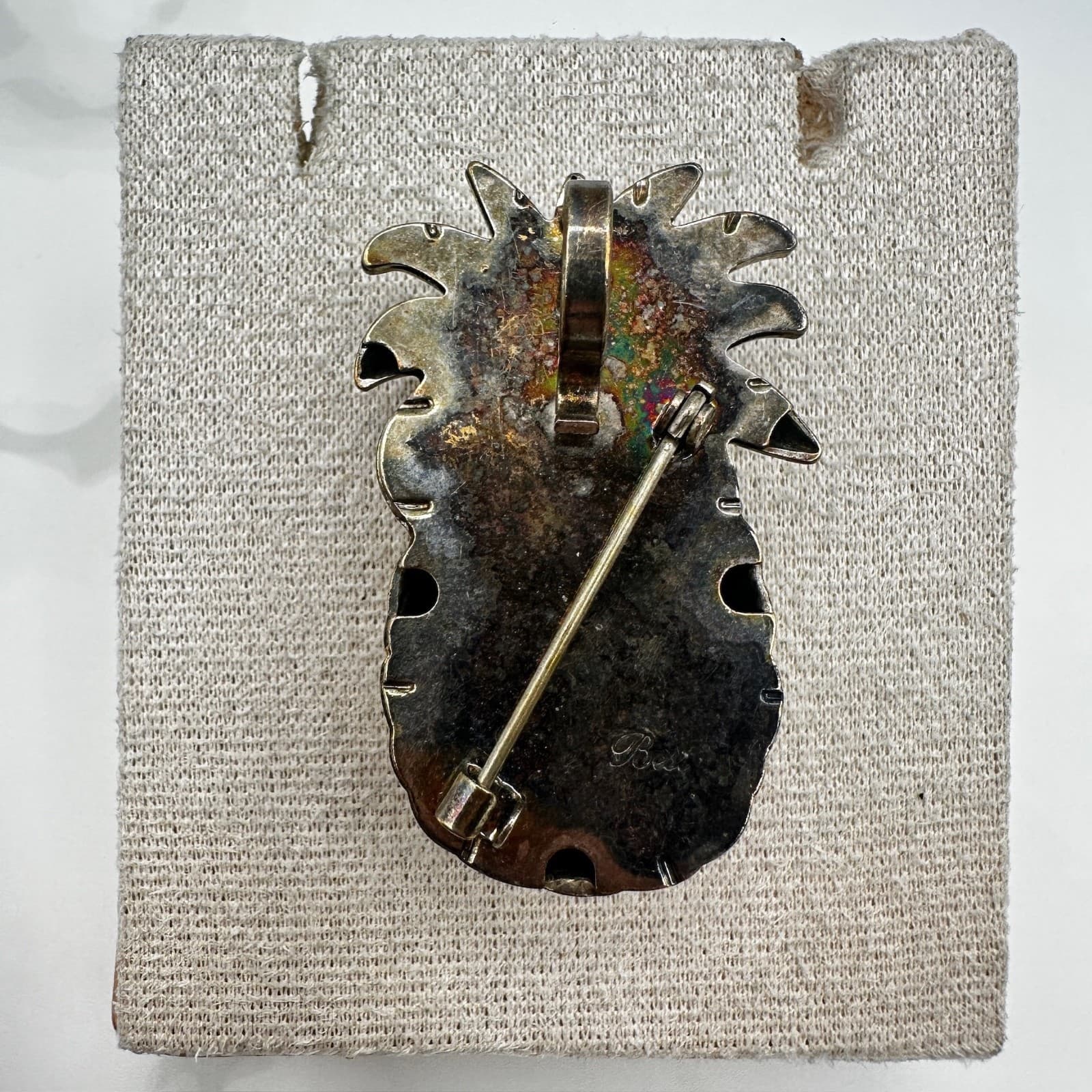 Vintage Gold Tone Textured Pineapple Brooch Pin Fruit Tropical Y2K 90s - Thumbnail 5