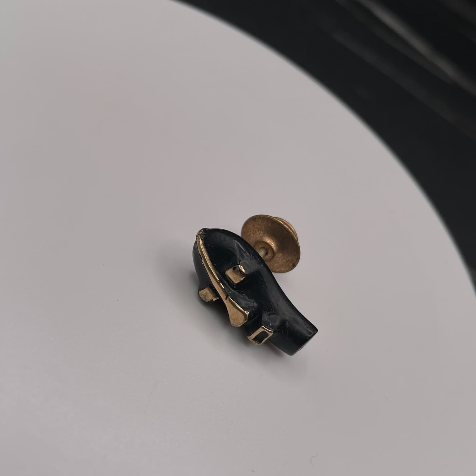 Vintage Tribal African Mask Black Gold Tone Tie Pin Lapel Tack Brooch 1 Inch - Thumbnail 10