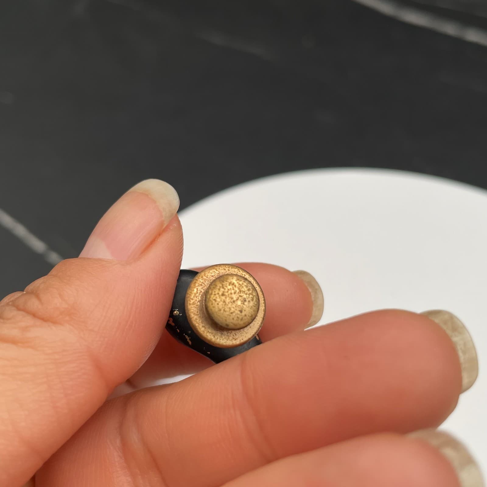 Vintage Tribal African Mask Black Gold Tone Tie Pin Lapel Tack Brooch 1 Inch - Thumbnail 7