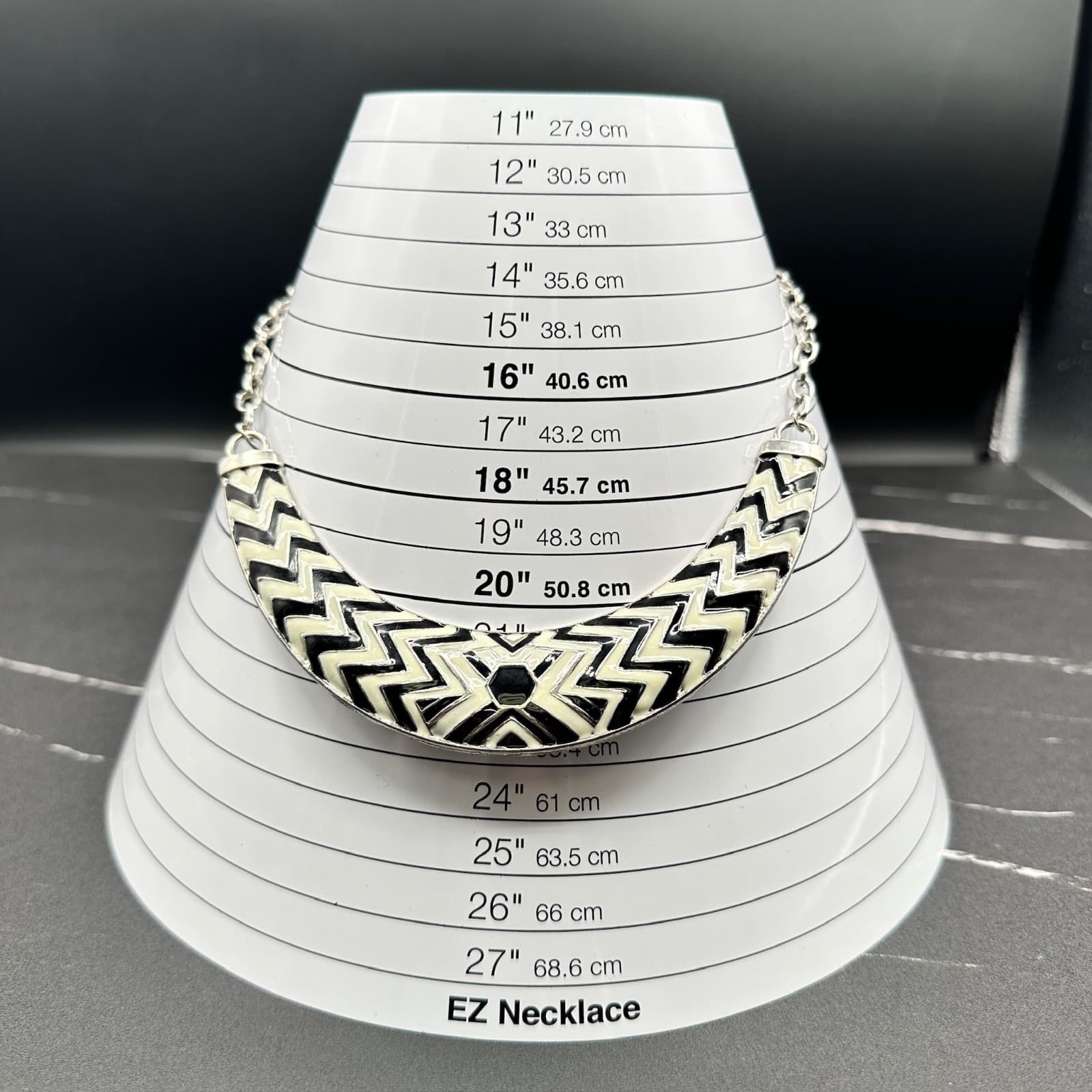 Vintage Cookie Lee Aztec Tribal Enamel Bib Collar Necklace Black White Boho Y2k - Thumbnail 10