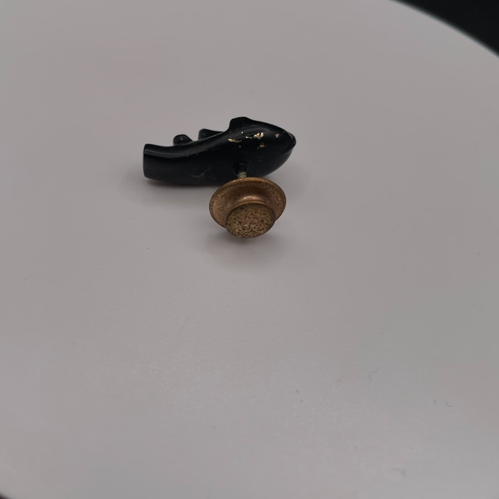 Vintage Tribal African Mask Black Gold Tone Tie Pin Lapel Tack Brooch 1 Inch - Thumbnail 4